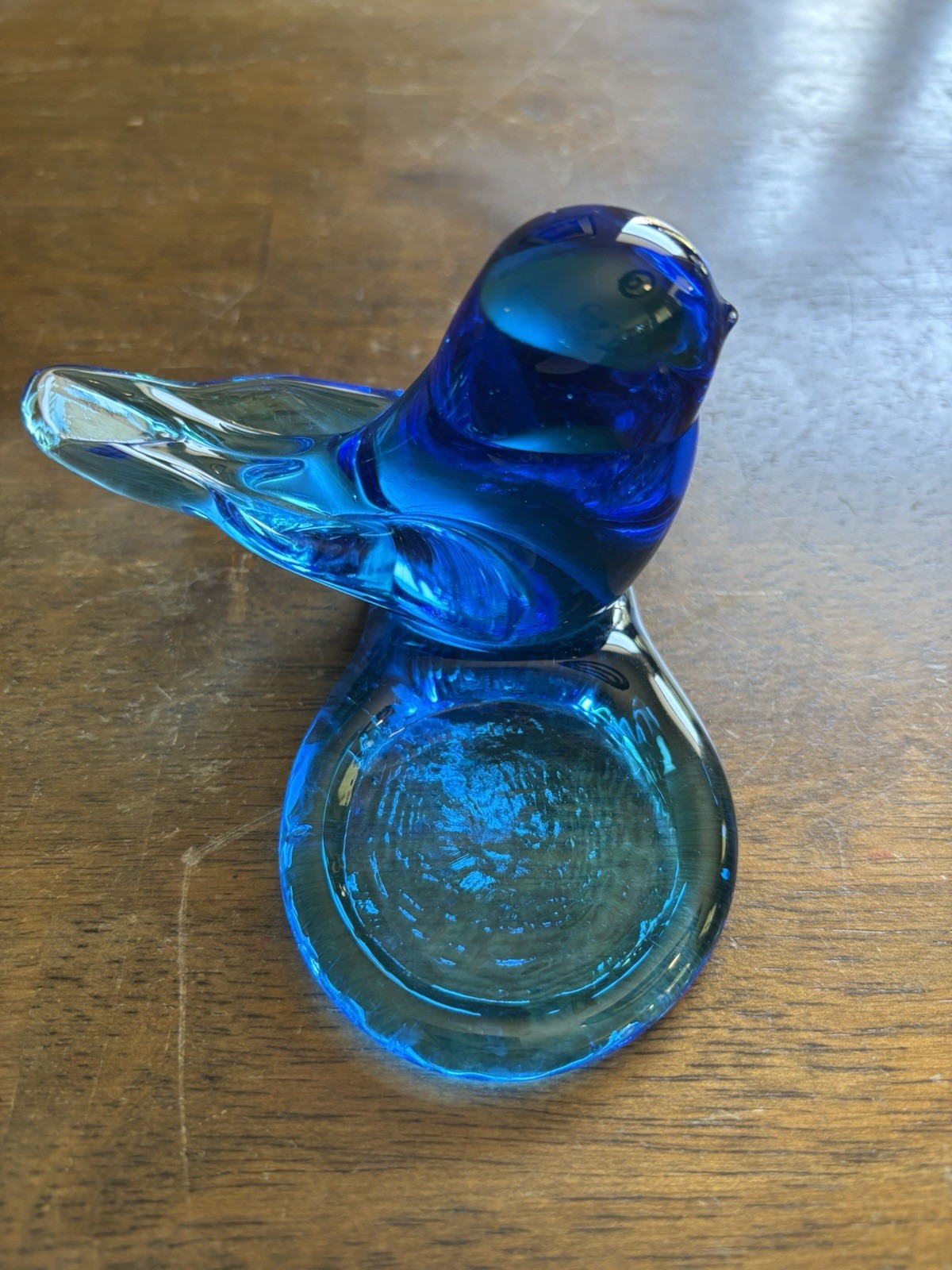 Bluebird Of Happiness 1993 Leo Ward Art Glass Bird Candle Votive Holder VTG