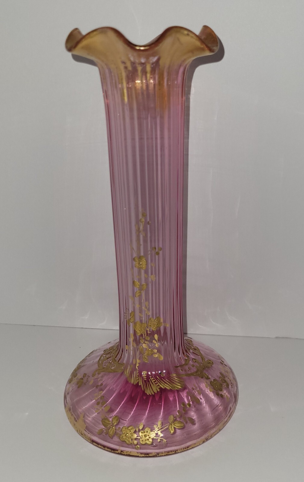 Antique Legras Art Glass Vase with Gold Decoration 1513