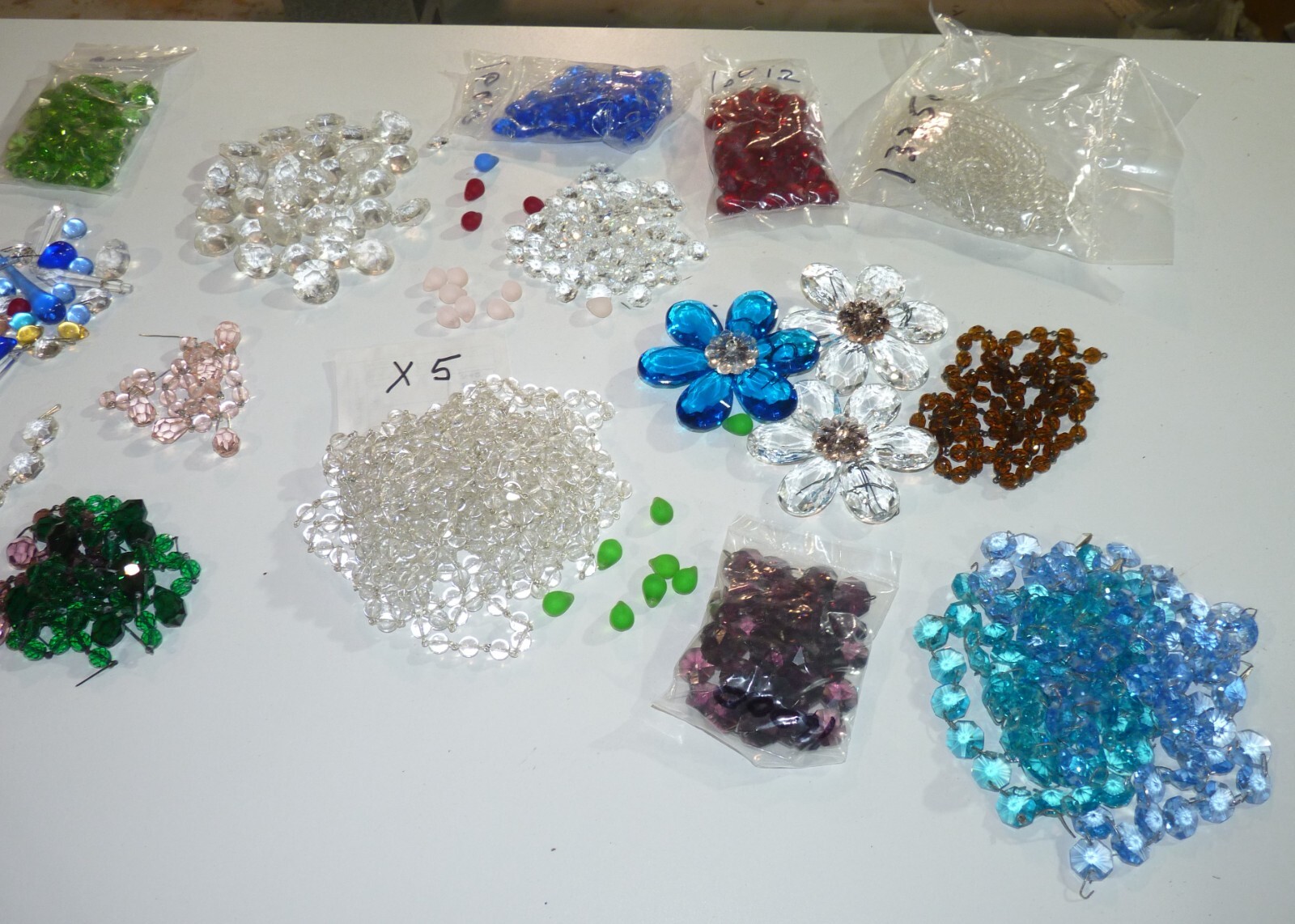 17+ Lbs. Mixed 1990’s Czech. Cut Lead Glass Drops, Prisms, Crystals, Chandelier.