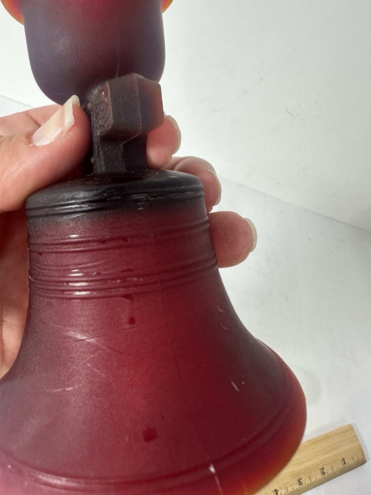 LIBERTY BELL Candle Holder Glows Red Glass Patriotic Fourth July