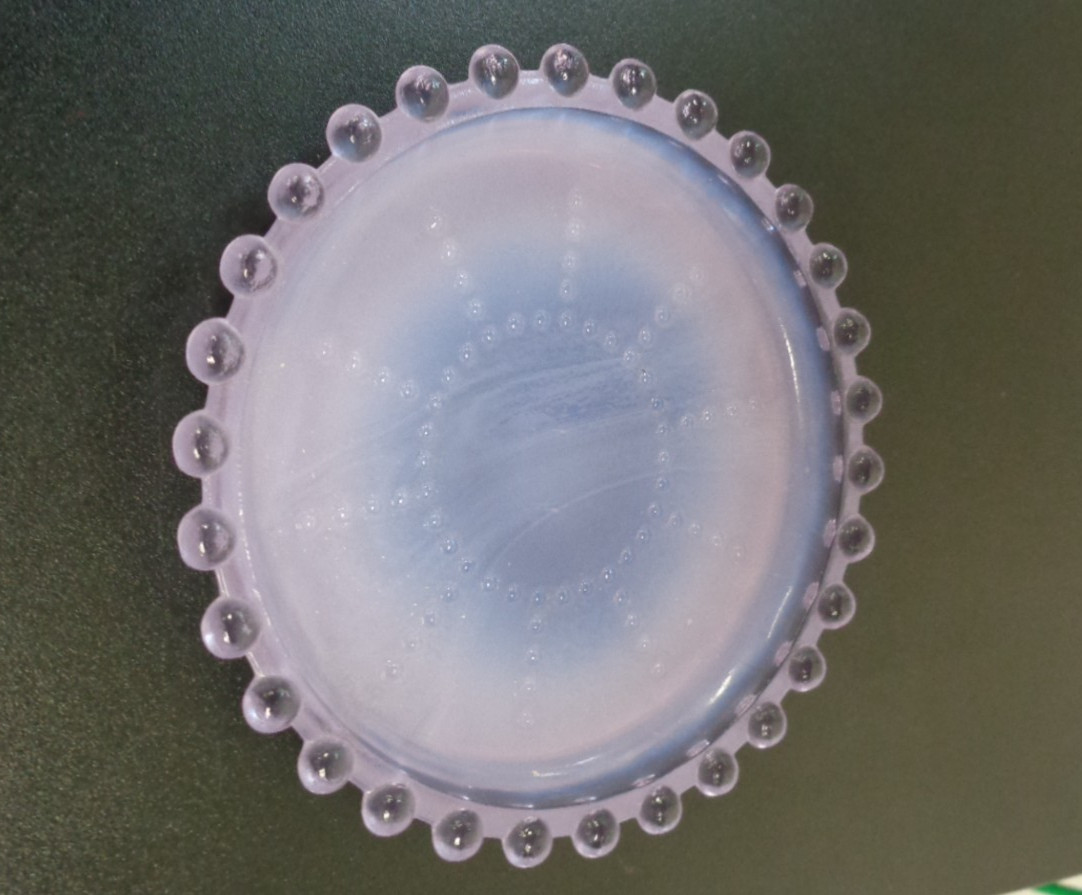 Boyd Glass Candlewick Soft Blue Coaster(pink high-lights) 1988-1993 NEW MINT