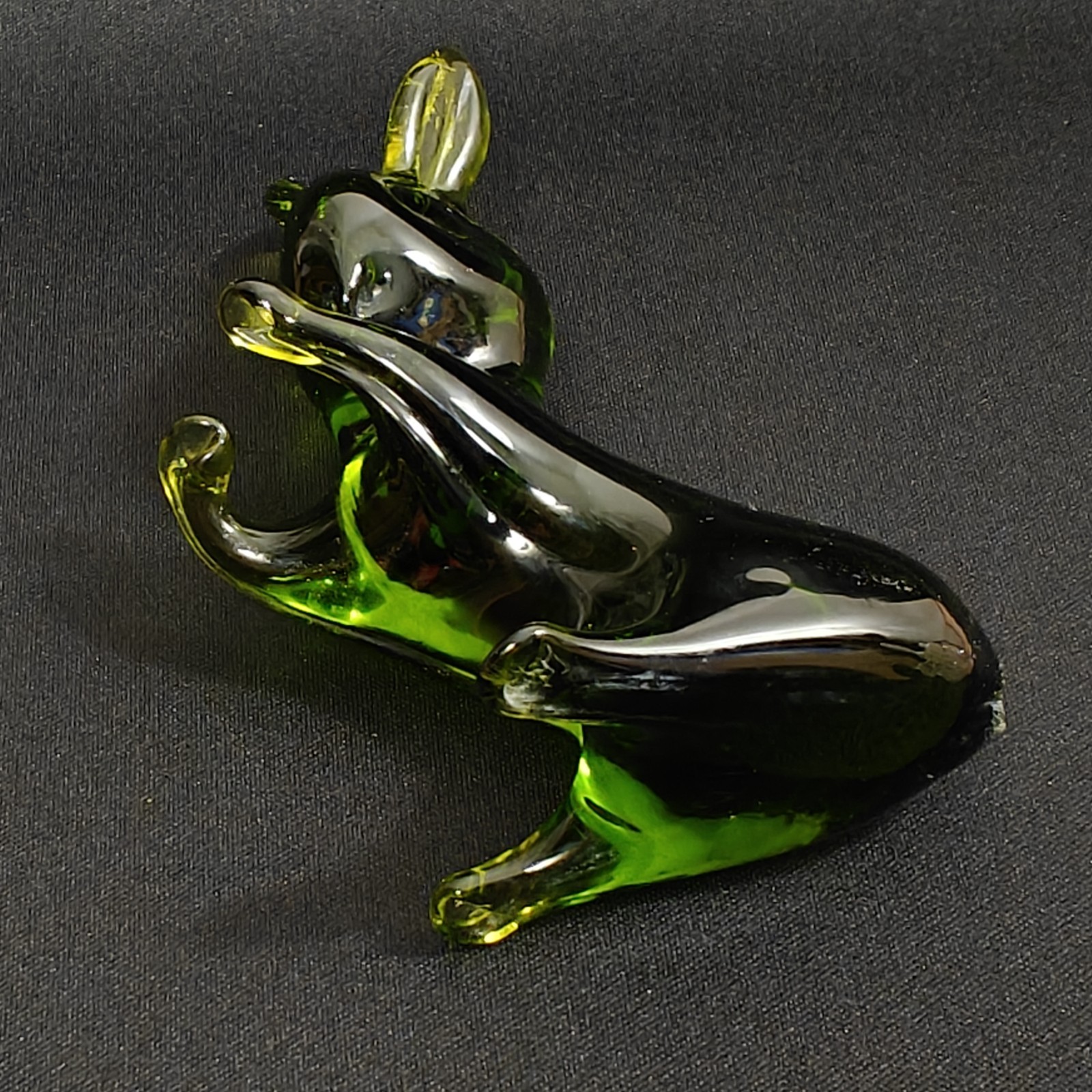 Vintage Emerald Green & Clear Art Glass Bunny Cat Turtle Bird Squirrel Figurines