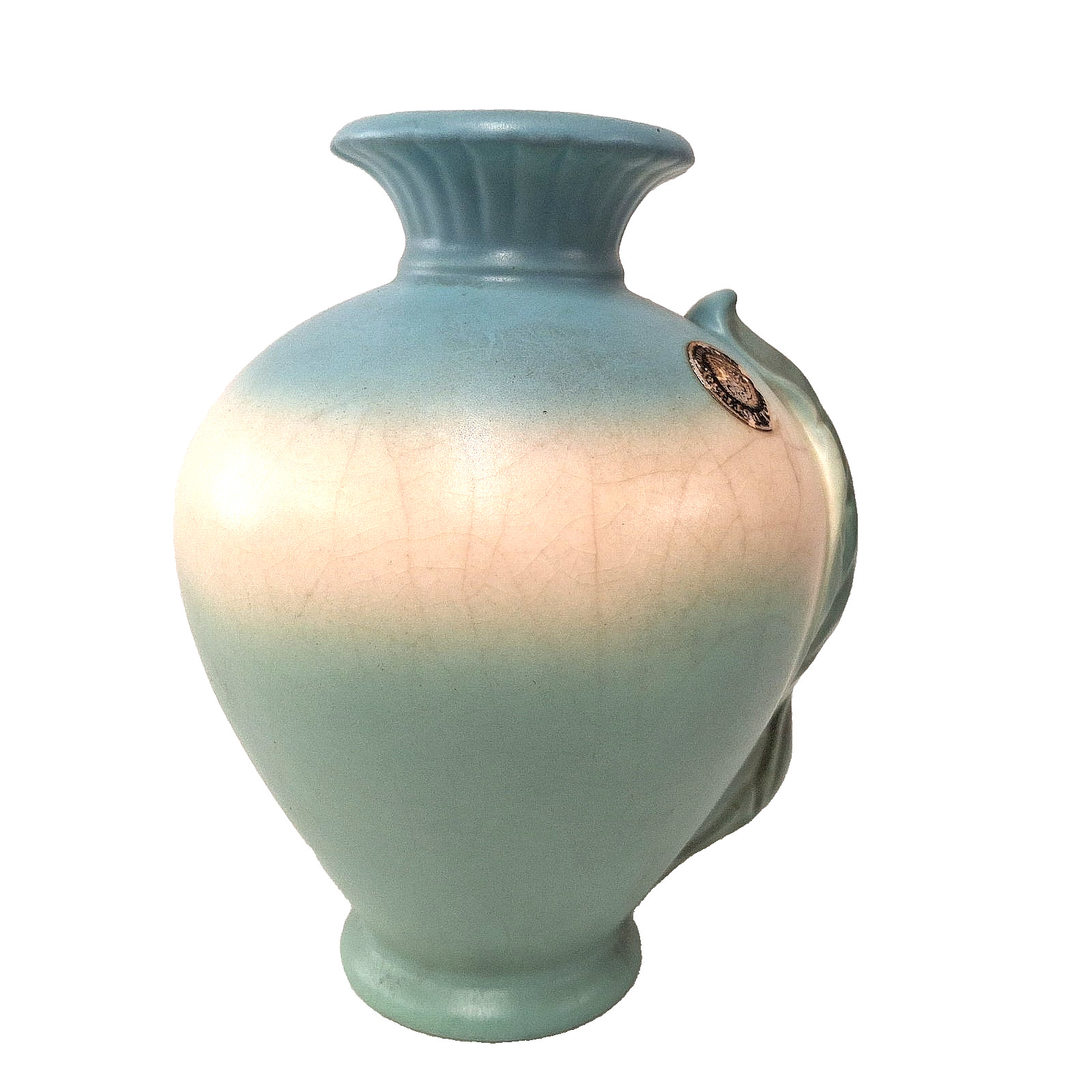 Hull Bow Knot Vase Raised Floral Relief Art Pottery USA Vintage