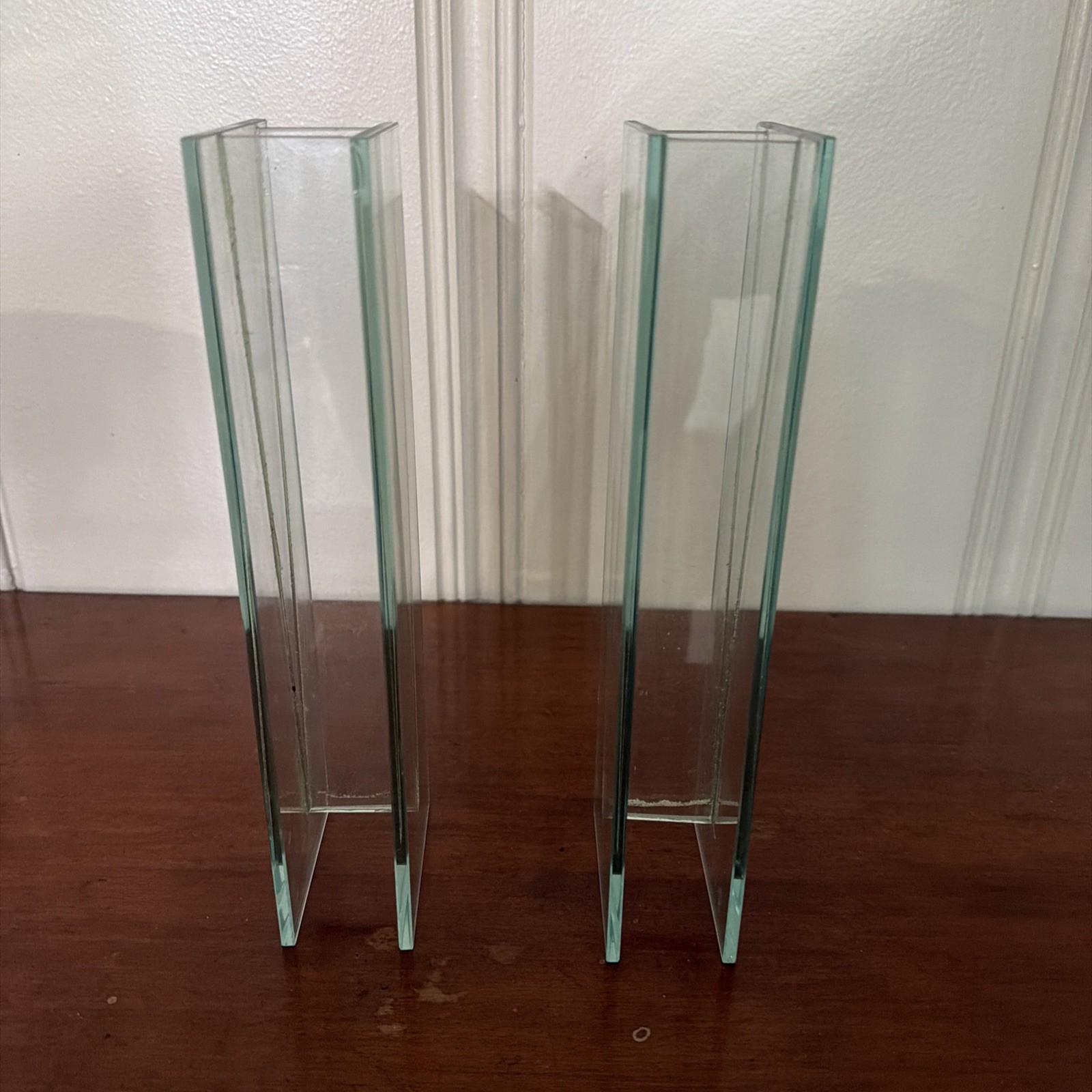 1980s Contemporary Post Modern Glass Bud Vase- RARE BEAUTIFUL-set Of 2