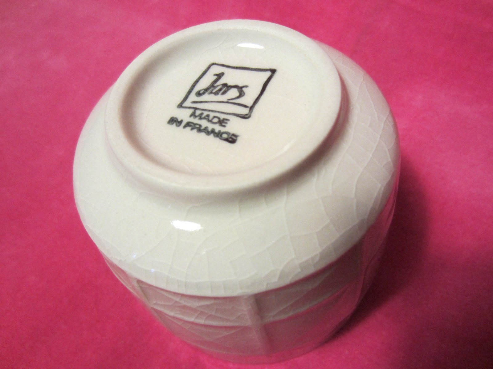 MCM~Small Cup/Jar/Vase JARS~Made in France~X Pattern with Crackled Glaze~2 7/8″H