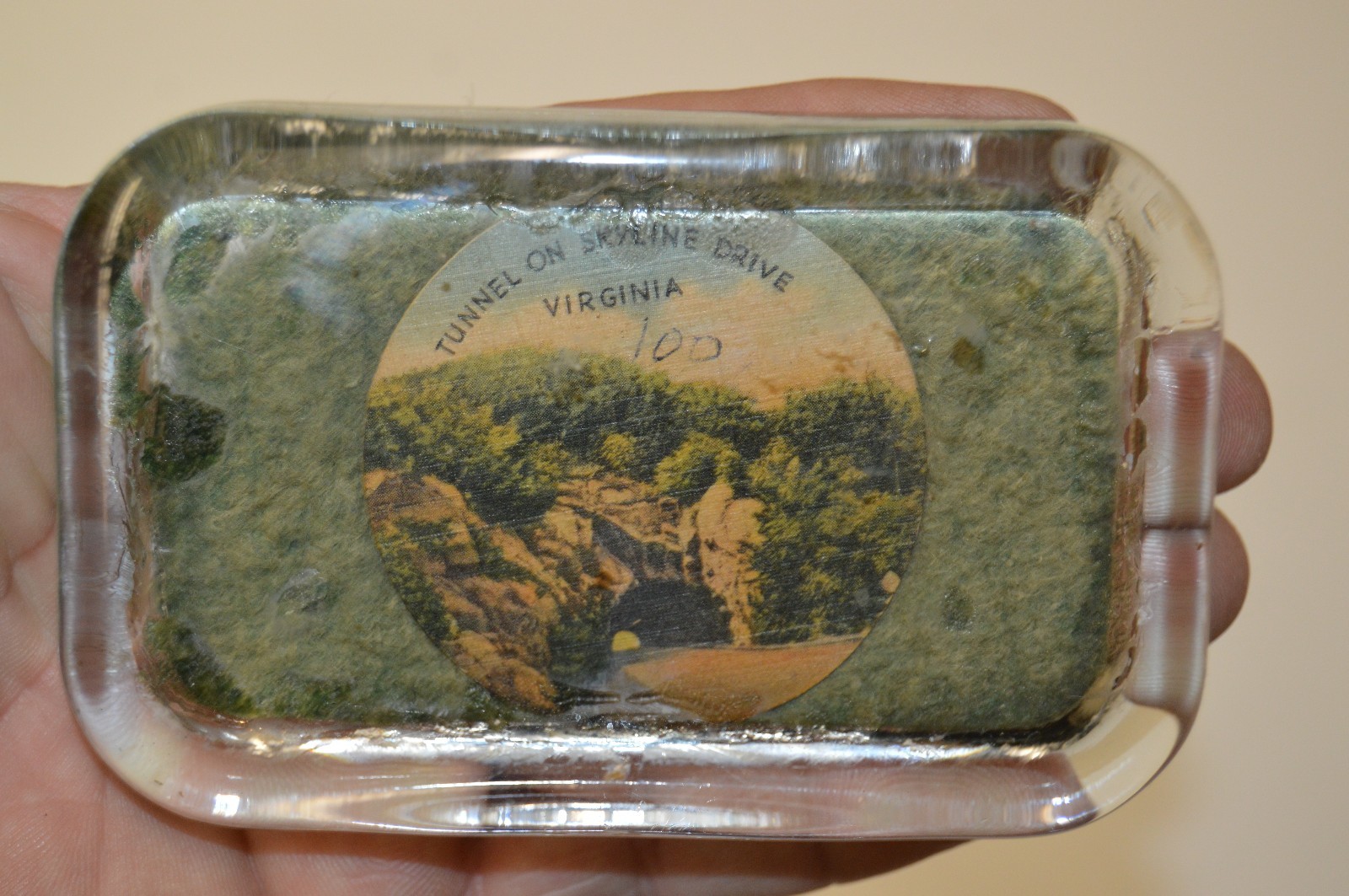 Vintage Glass Virginia Tunnel On Skyline Drive Drink Coaster Center Paperweight