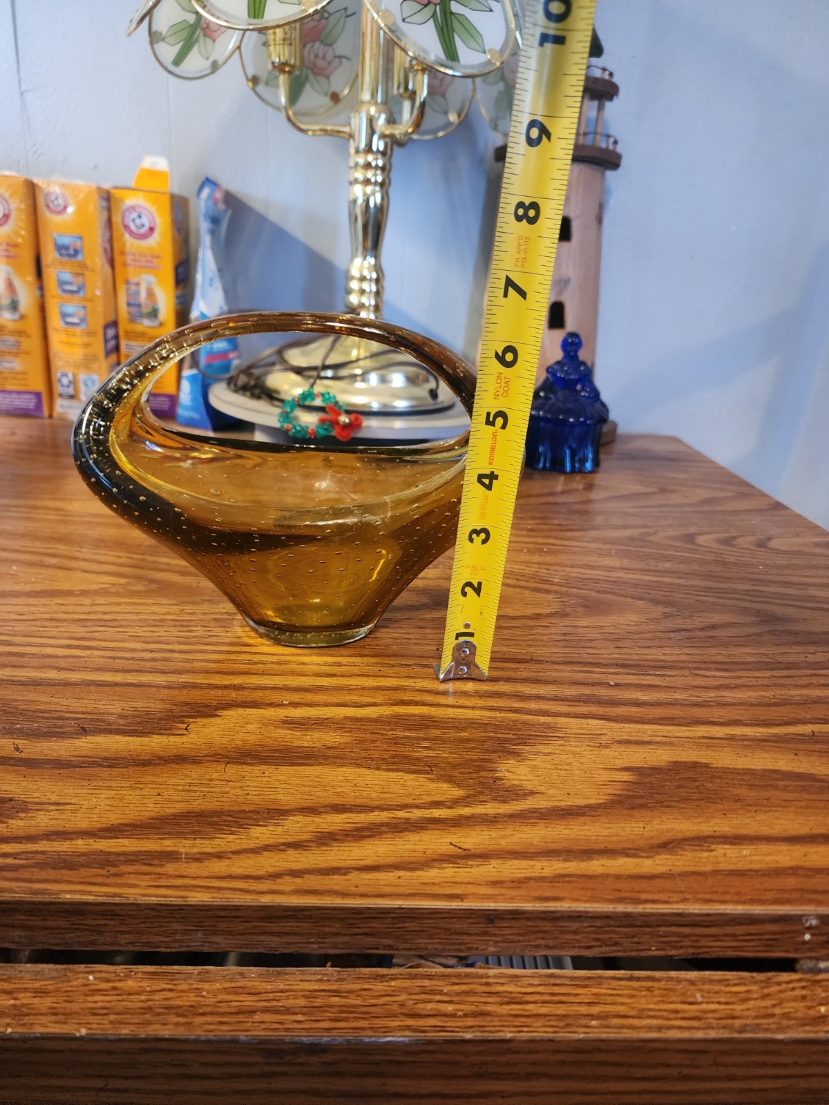 Vintage Murano Glass Controlled Bubble One Piece Art Basket Vase Rare Italy