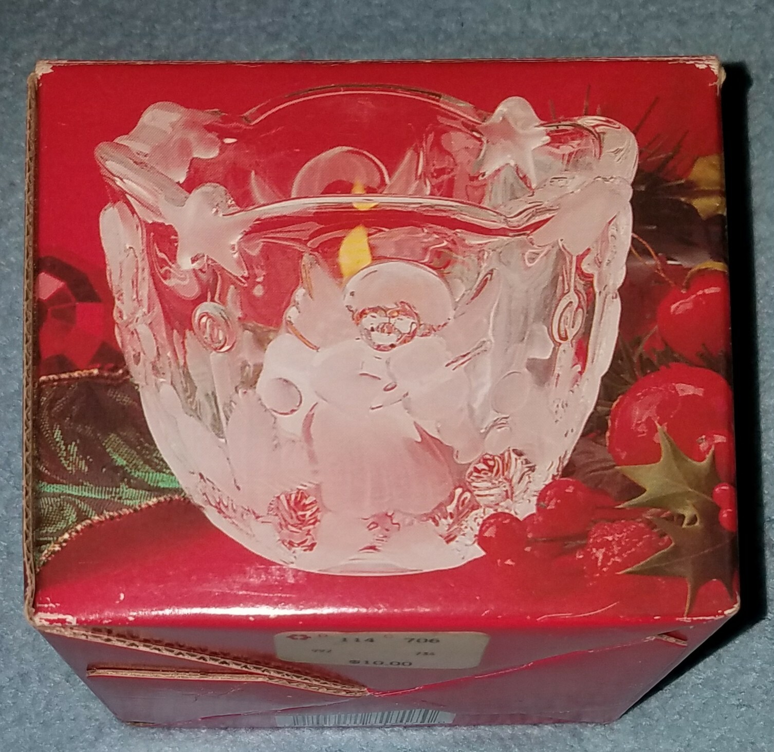 Mikasa-Holiday Lights-Angel Clear Glass Candleholder -3 1/4″- Used – SA 835/610