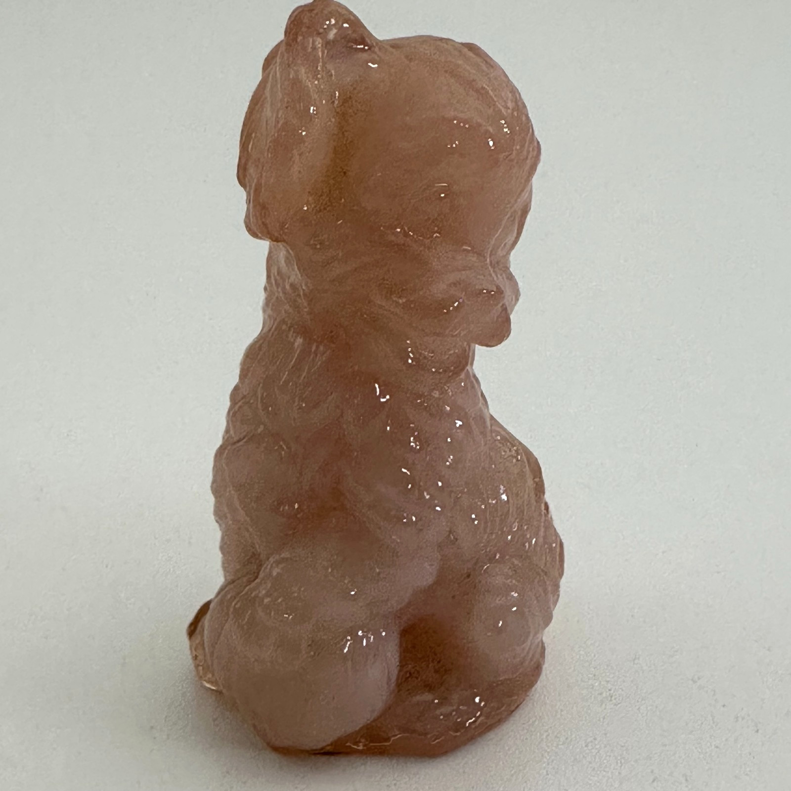 Boyd Skippy The Dog Crown Tuscan Pink Slag Glass Figurine Vintage