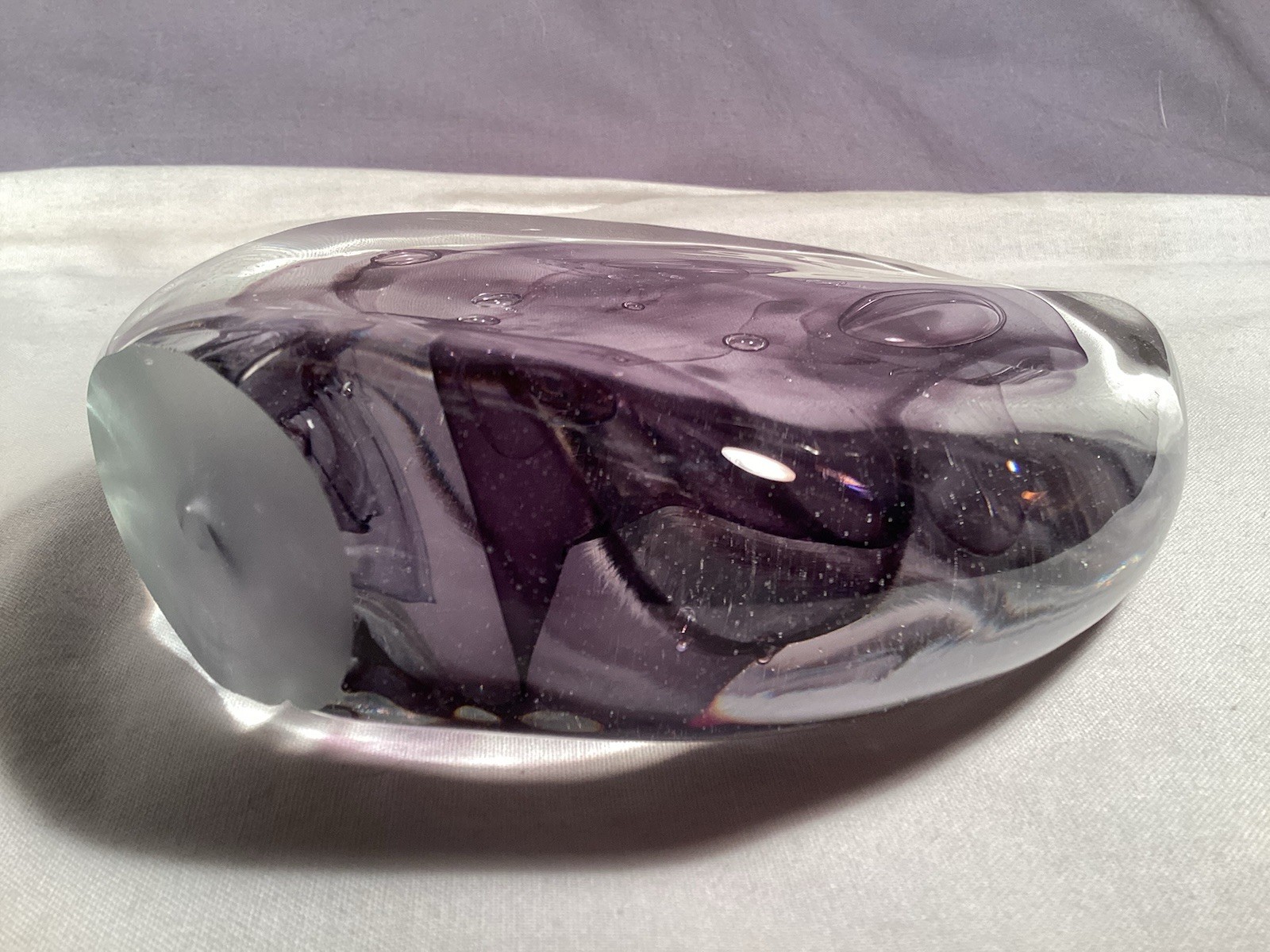 1984 Signed R. H. Johnson Studio Art Glass Paperweight Dichroic Purple Beauty