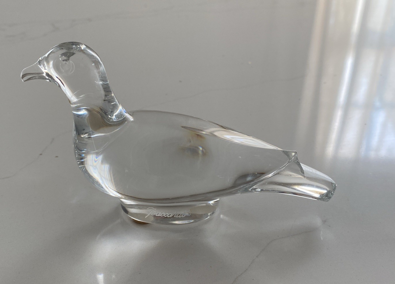 Vintage Double-Signed BACCARAT CRYSTAL 5″ Turtle Dove Pigeon Bird Figurine