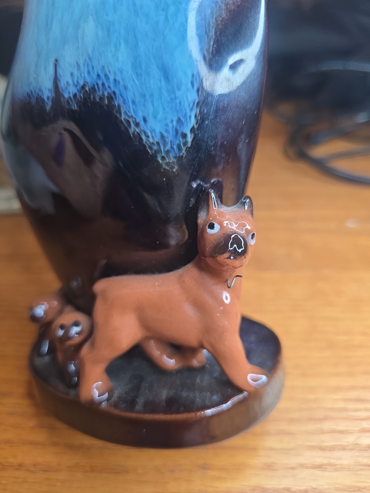 Vintage Tilso Ceramic Vase Figurine Boxer Dog With 3 Puppies ,1960’s