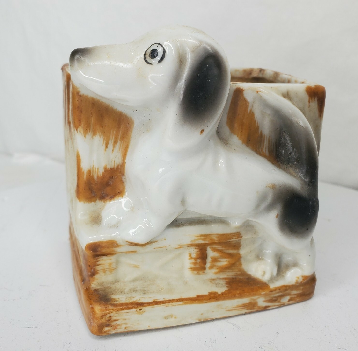 Vintage Ceramic Dog Planter Jack Russell Beagle Pointer Made In Japan