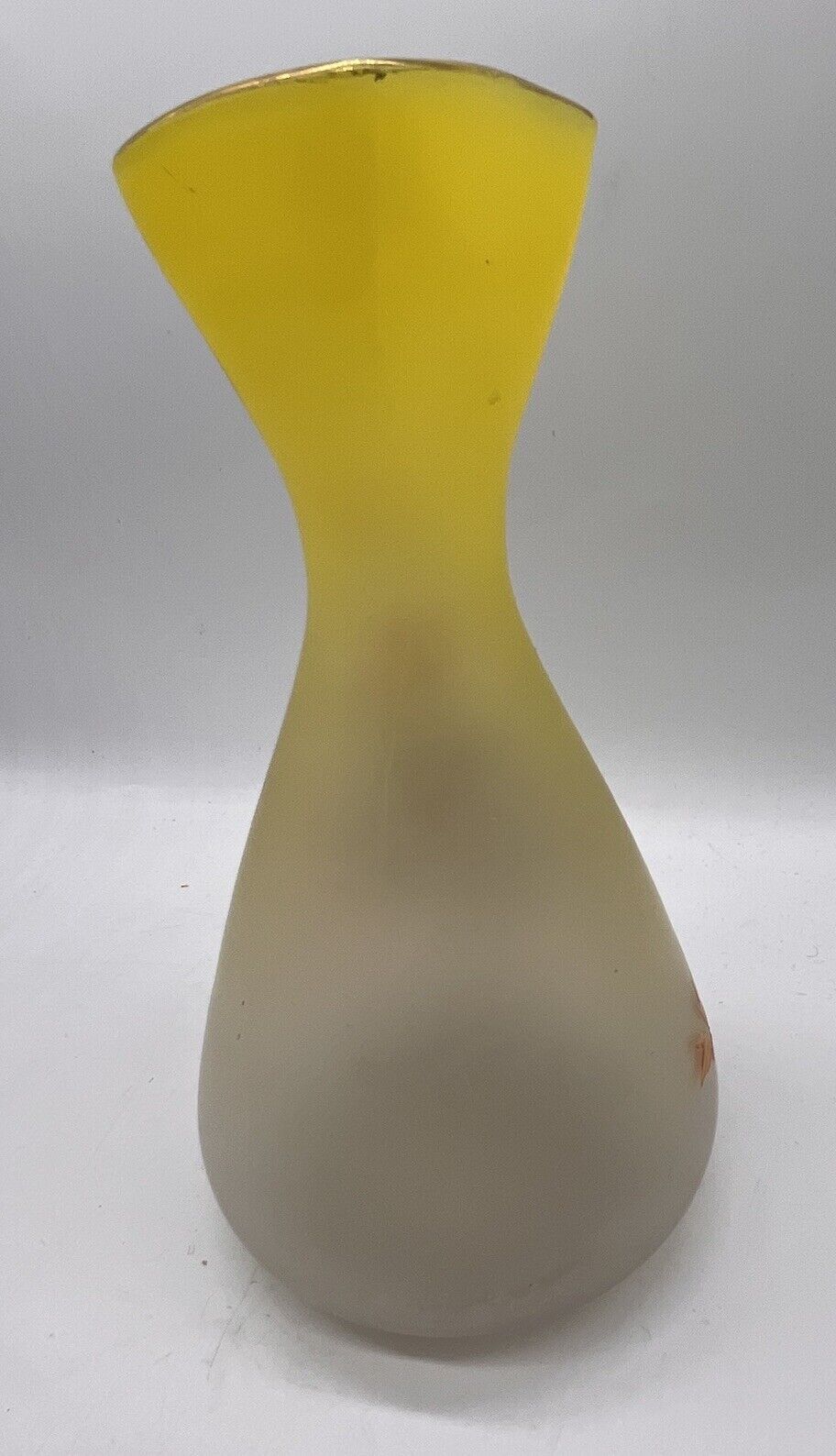 Antique Bohemian or French Glass Portrait Vase Enamel Victorian Flowers