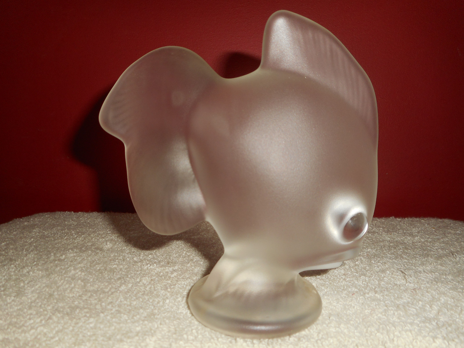 ART VANNES France Crystal Fish Sculpture French SIGNED Frosted Paperweight