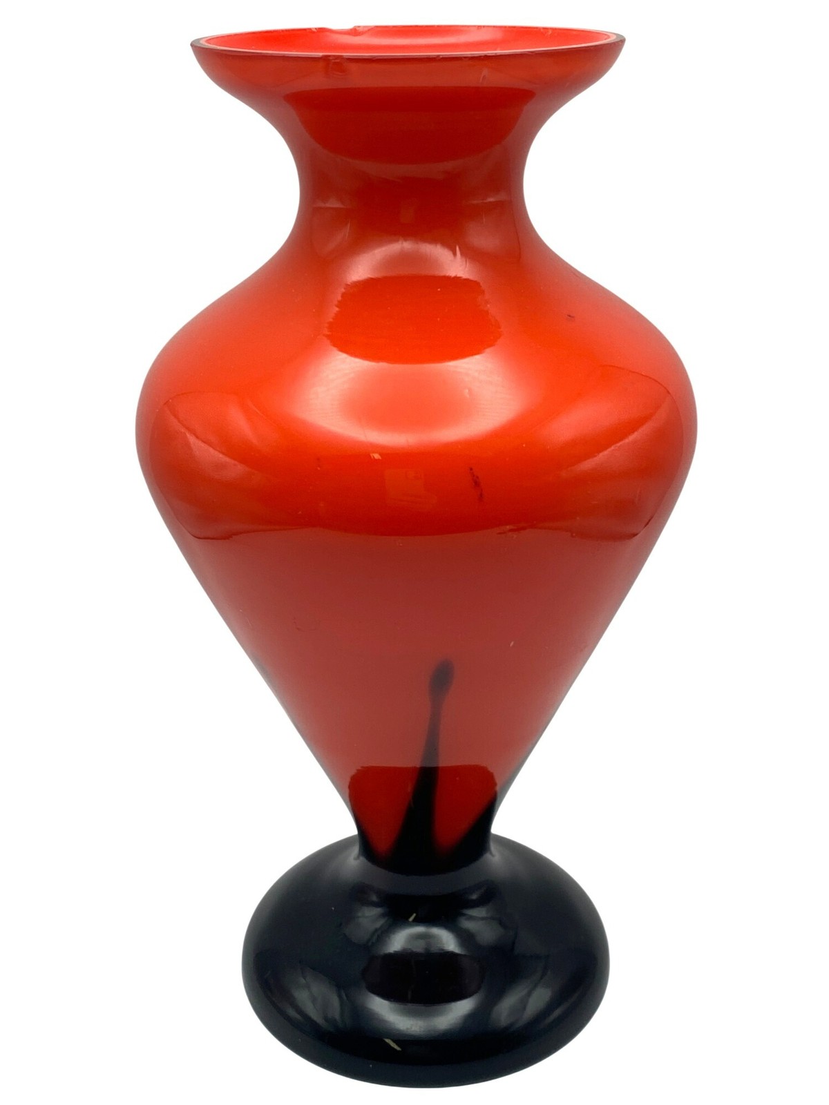 Czech Tango Glass Vase Czechoslovakia Acid Etched Orange Black Art Deco Kralik