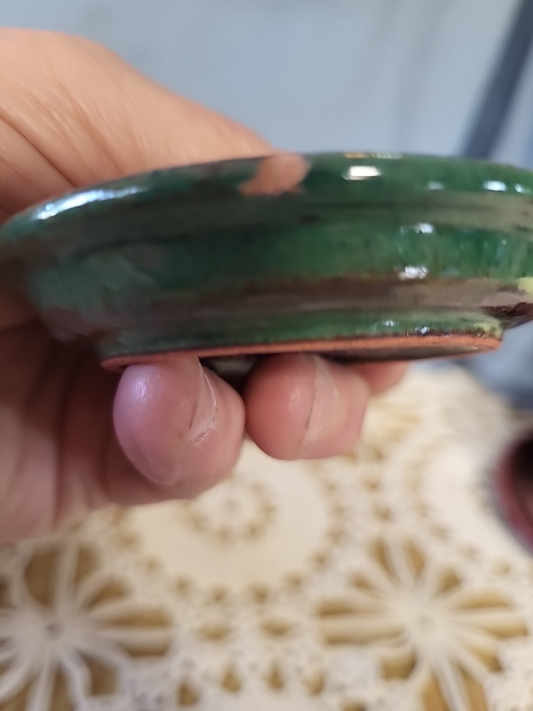 Mini Dark Green & Burgandy Colored Drip Glazed Planter Pot Set 2.25 In Each