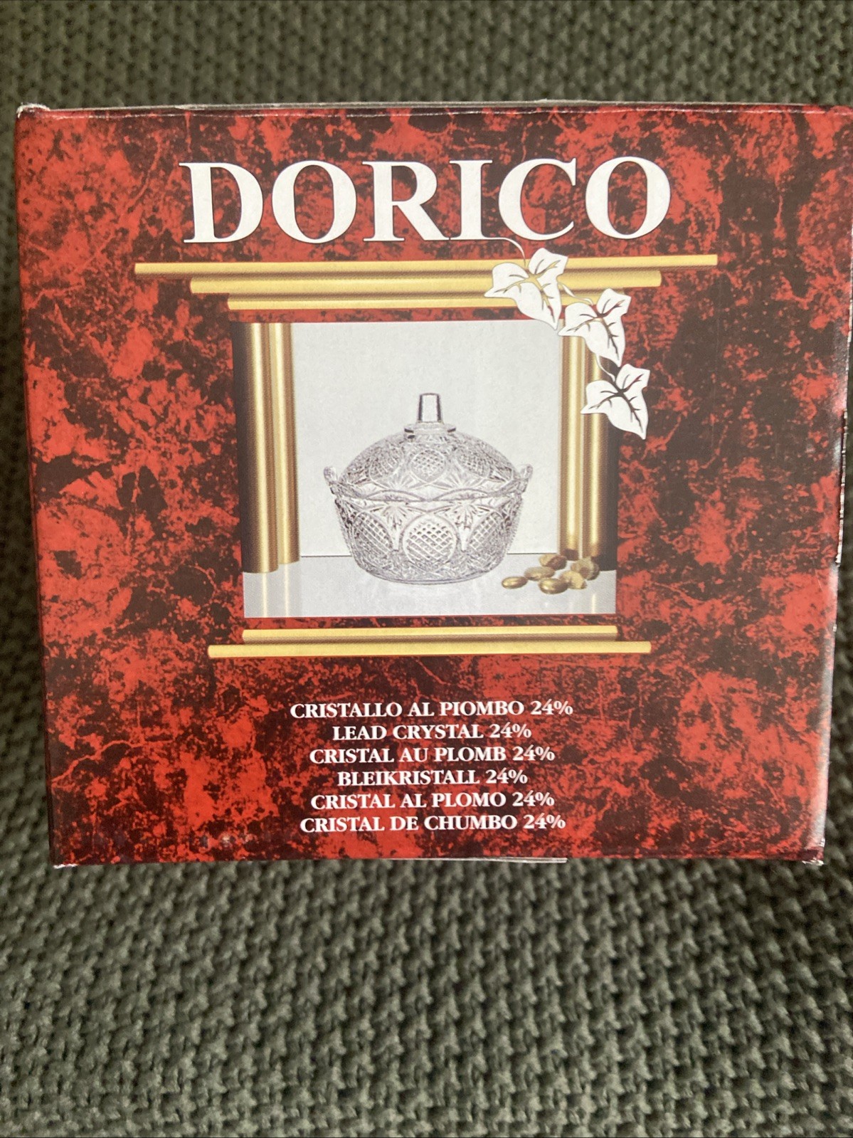 Vintage Dorico RCR 24% Lead Crystal Trinket Box Glass Dish Italy NEW #884B