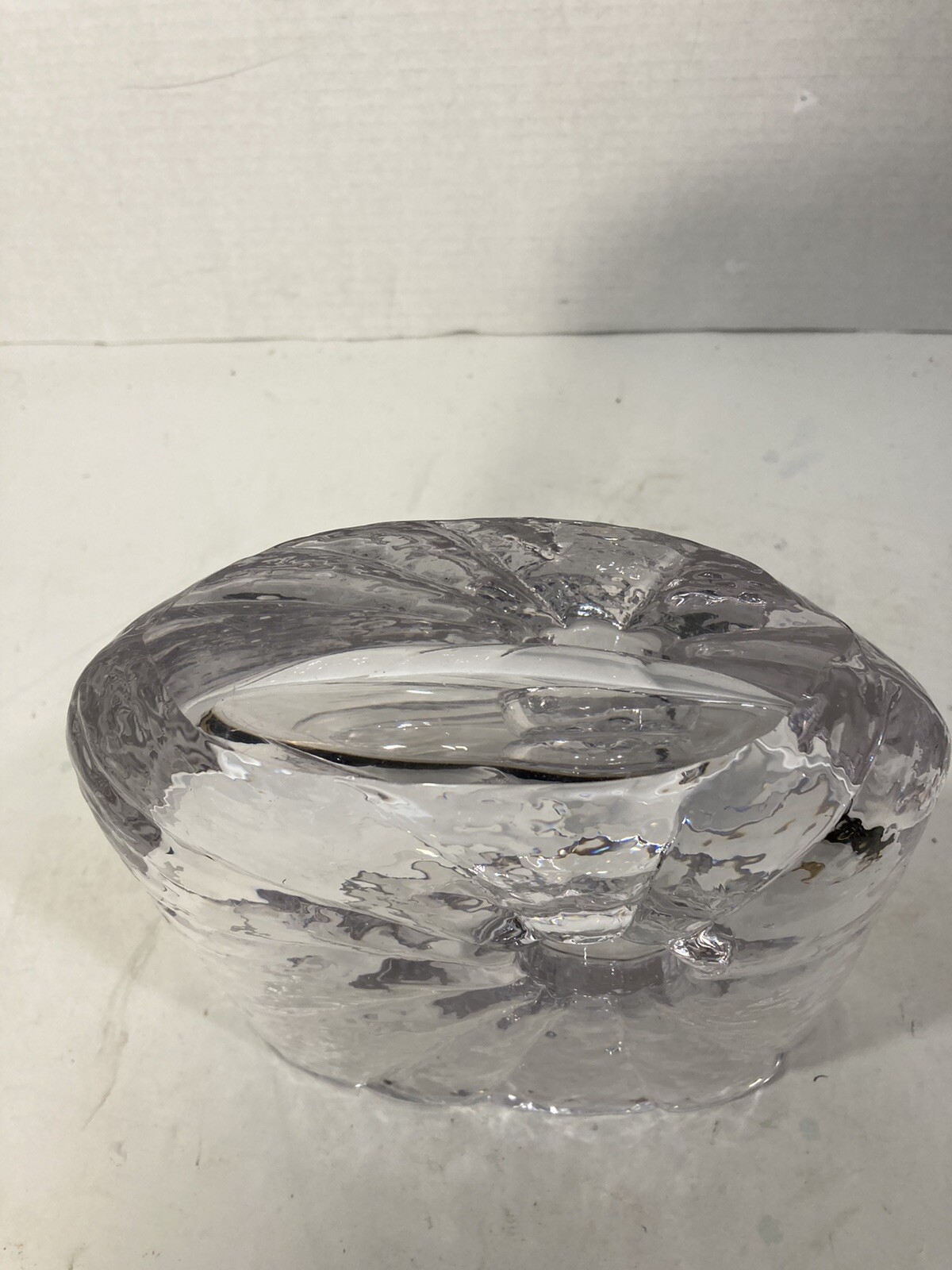 Vtg Modernist Ice Glass Vase by Rune Strand for Sea Glasbruk Sweden 1960s-Signed