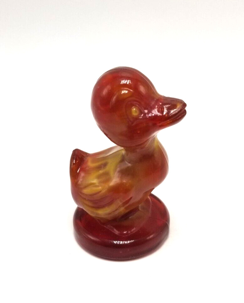 Vintage Boyd Debbie Duck Amberina / Slag Glass Figurine