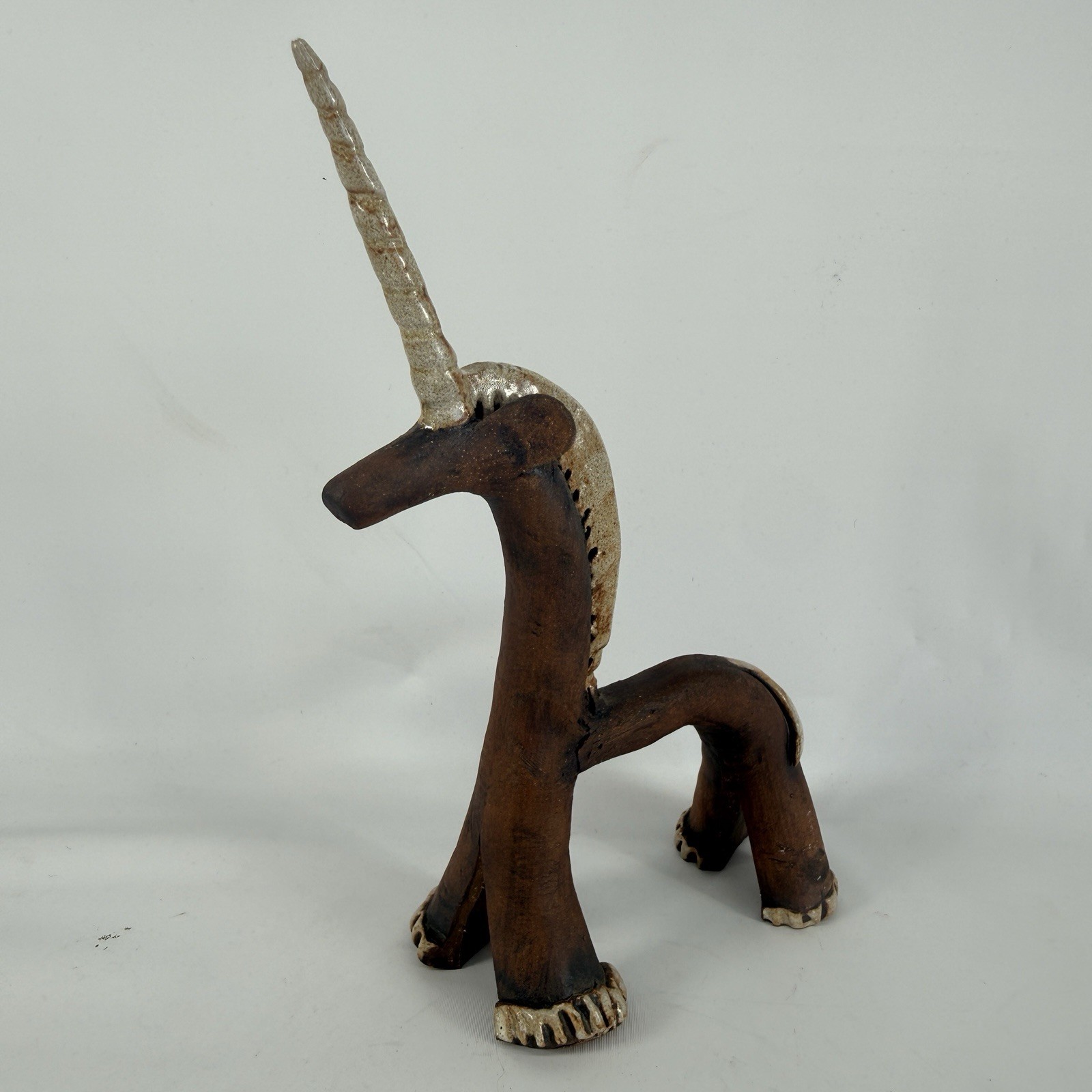 Art Pottery Unicorn Sculpture Handmade 7” Figure