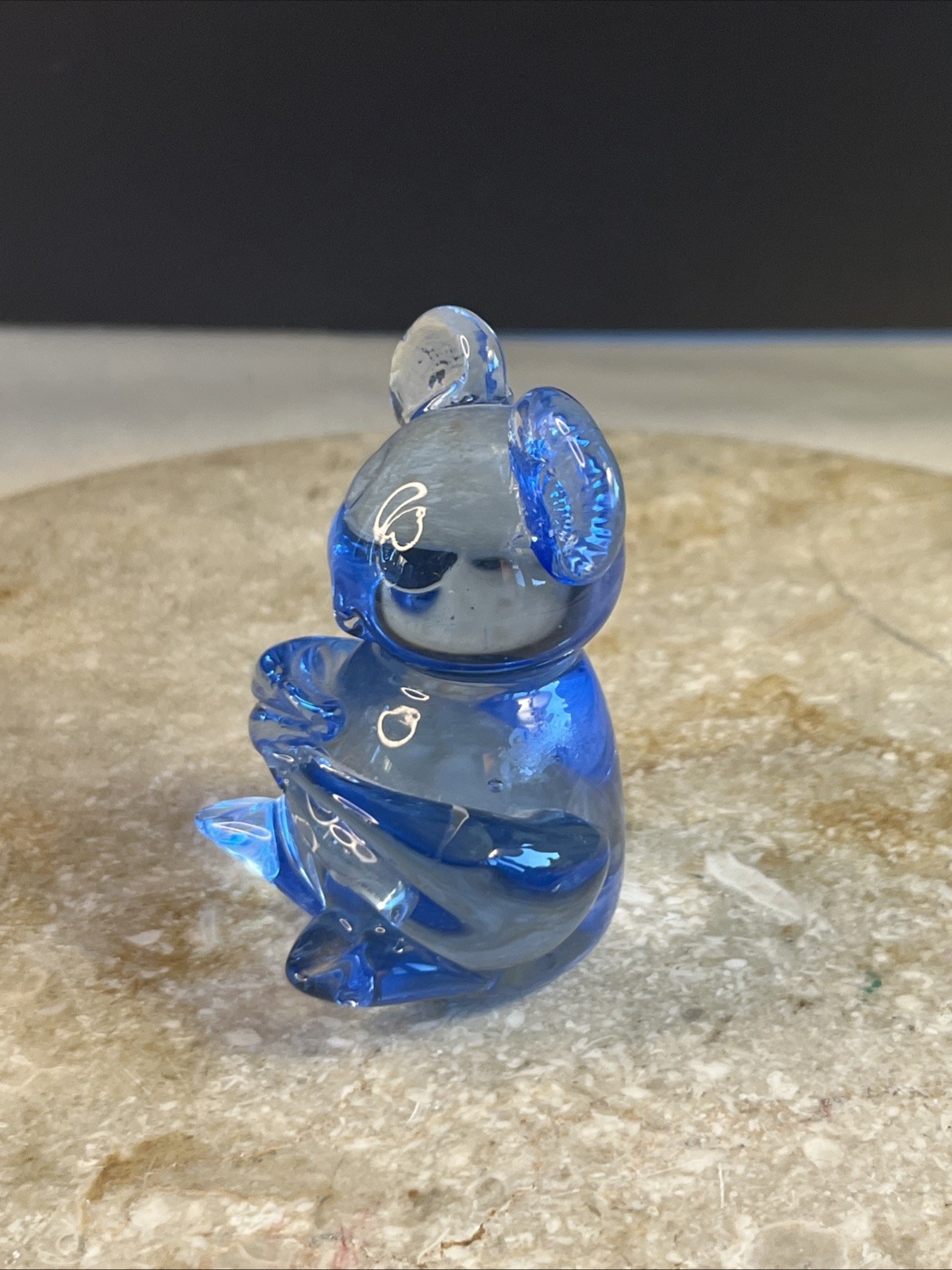 Vintage 3”Blue Art Glass Koala Bear United States Commemorative Fine Art Gallery