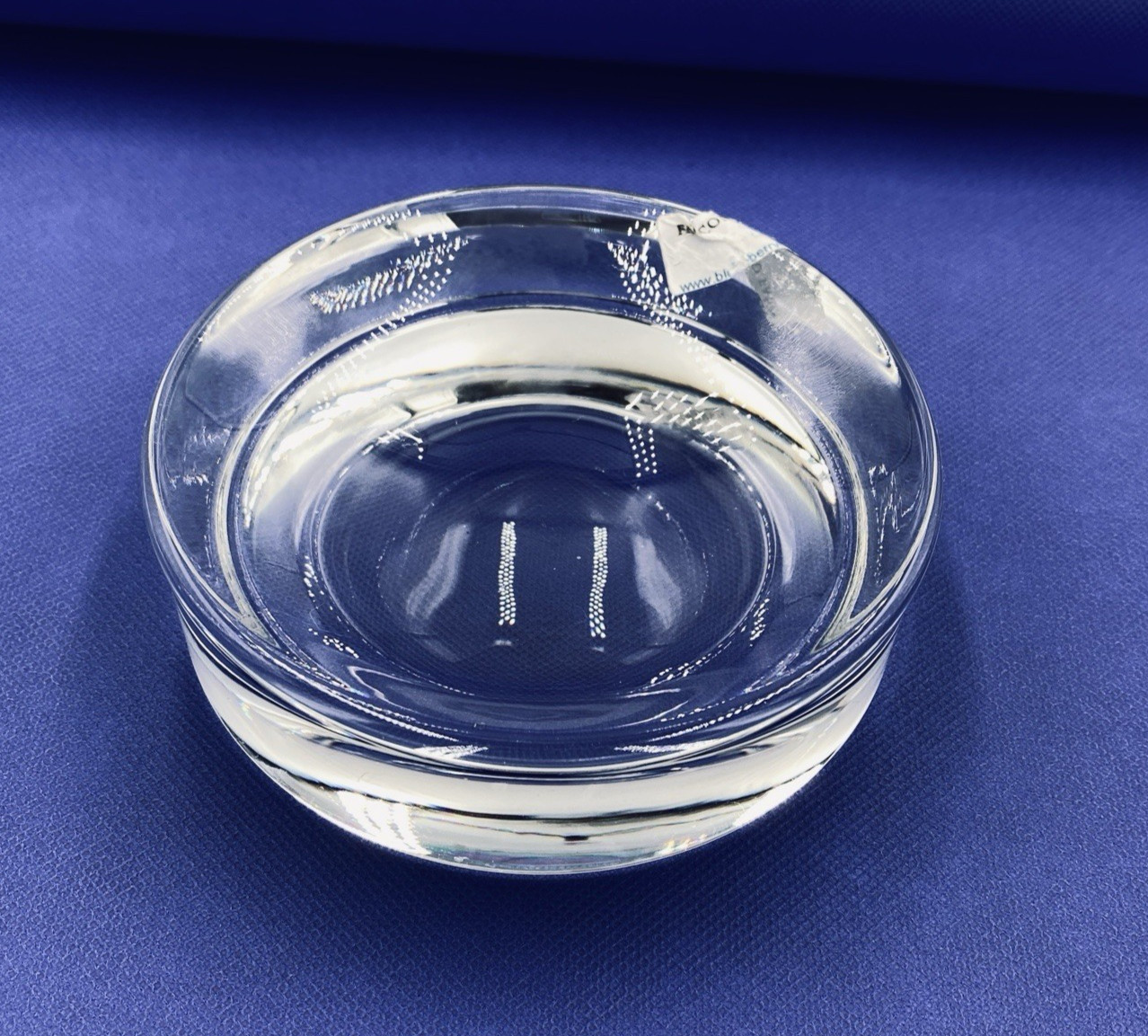 Clear glass paperweight, , heavy- 2 lbs. polished, bi-concave, 5.5″x1.5″ NEW