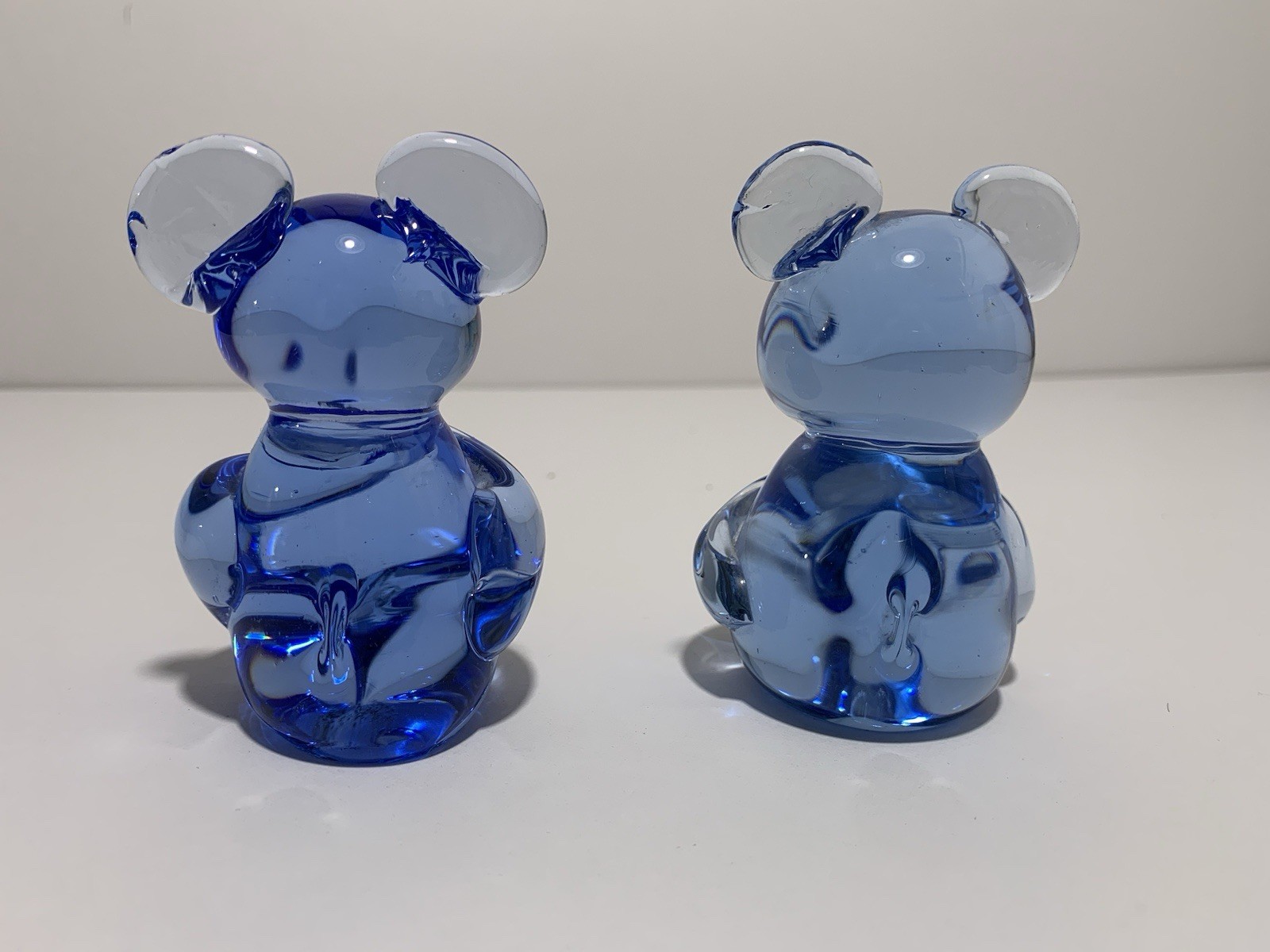 Two Blown Glass Blue Koala Bears. United States Commemorative Art Galleries