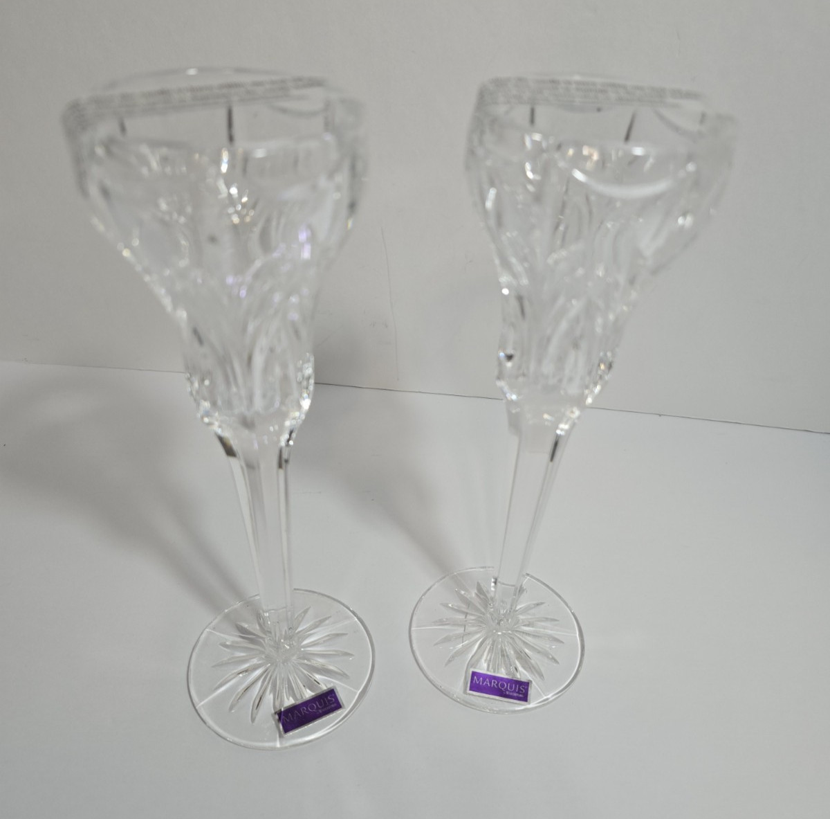 Set of 2 Waterford Marquis Canterbury Pattern Crystal Candle Holders 8-1/2″H