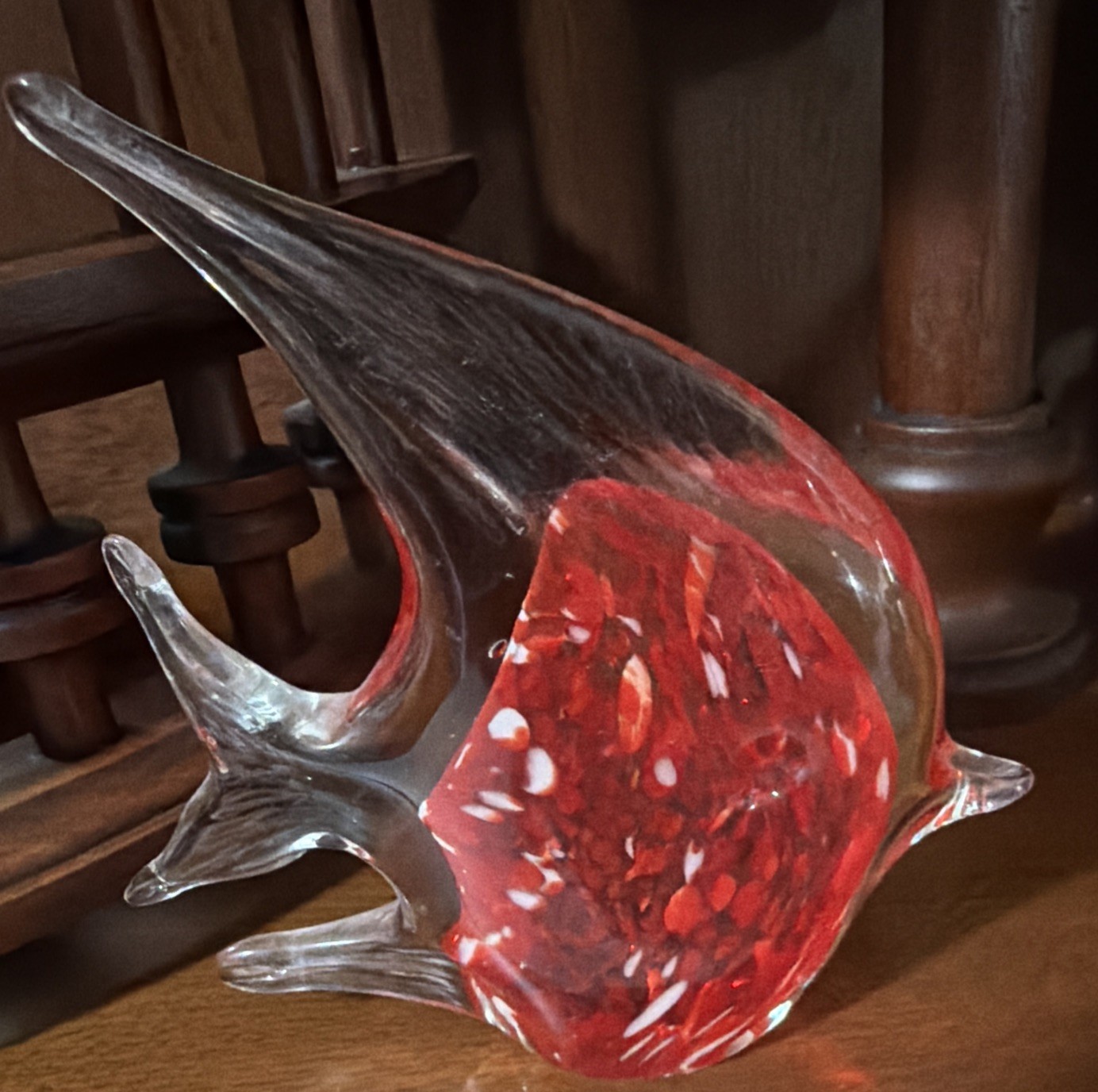 Set of 4 Murano Style Art Glass Angel Fish Hand Blown Figurine Paperweights READ