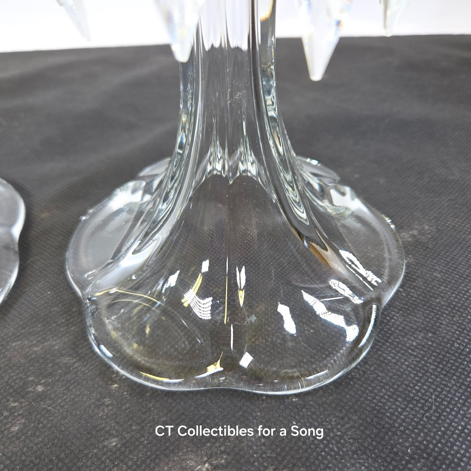 VTG Set 2 Crystal Glass Luster Prism Girandole Candle Sticks Holders 11 1/4″ H