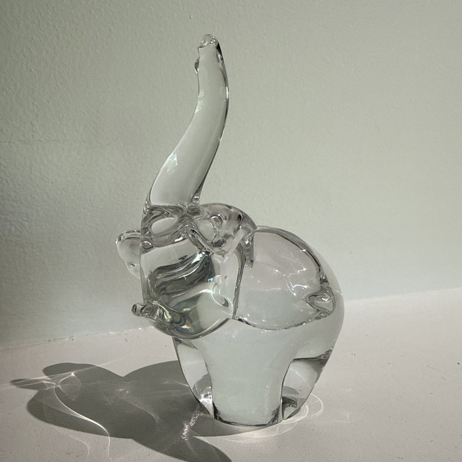 FM Konstglas Ronneby Sweden Art Glass ELEPHANT Crystal Figurine SIGNED