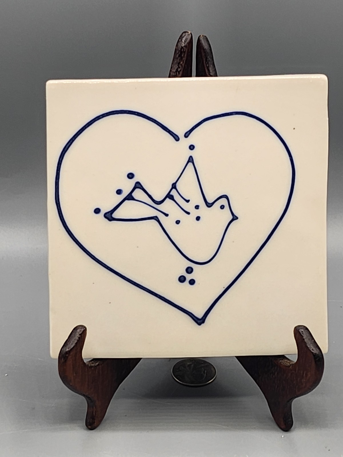 Vintage Noble Clay Pottery Tile. Bird 5.25 X 5.25″