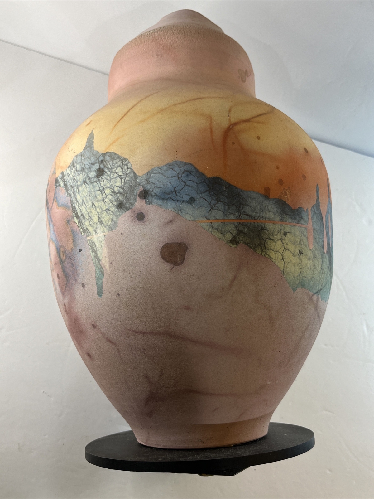 VTG Tom Krueger, Settlement Clay Studio, one-of-a-kind Large pottery vase 14.5”