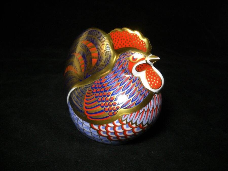 Royal Crown Derby Cockerel Rooster Imari Paperweight/Figure Excellent