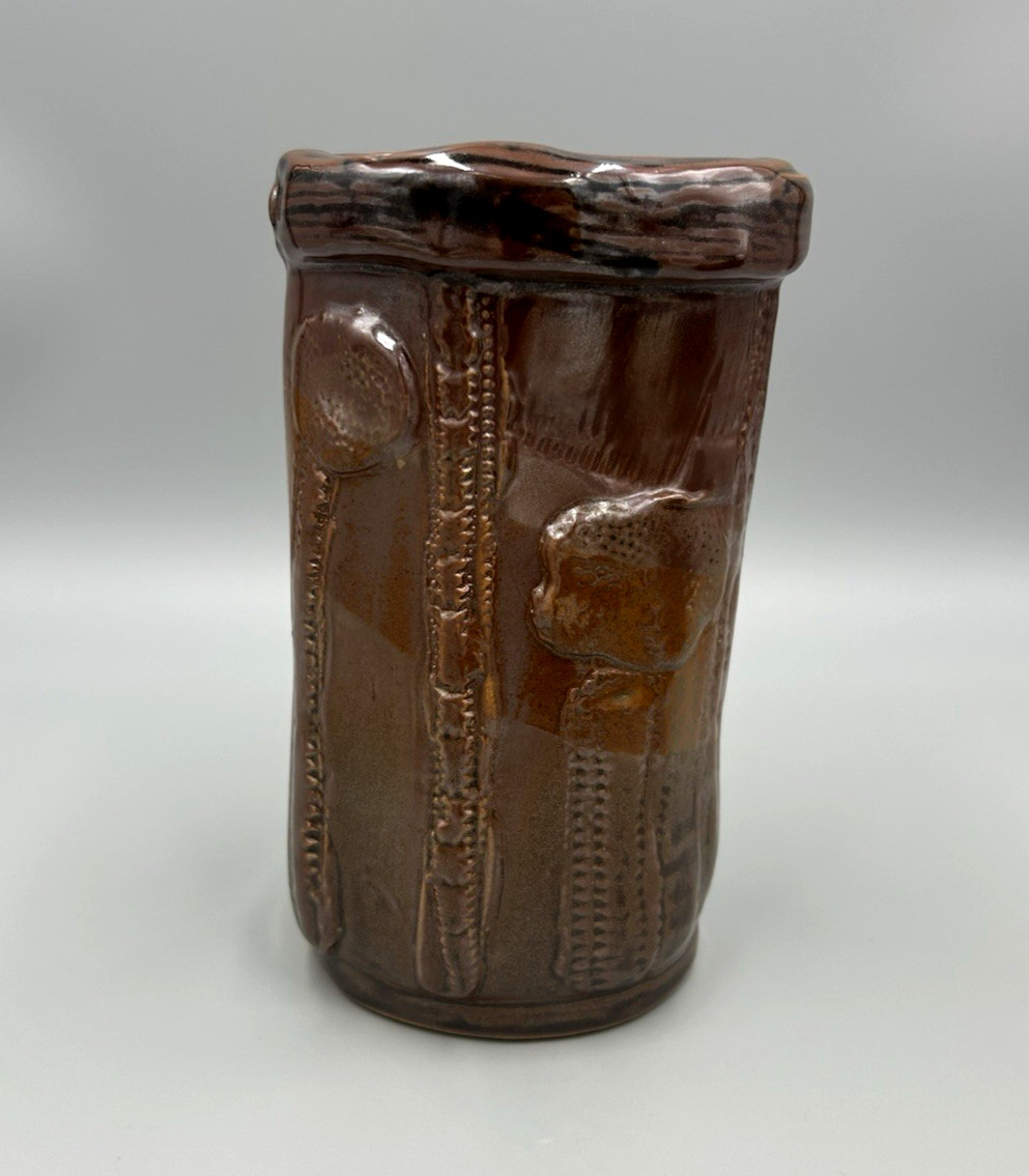 Iron Mountain Stoneware Studio Pottery Brown Vase Nancy Patterson Lamb