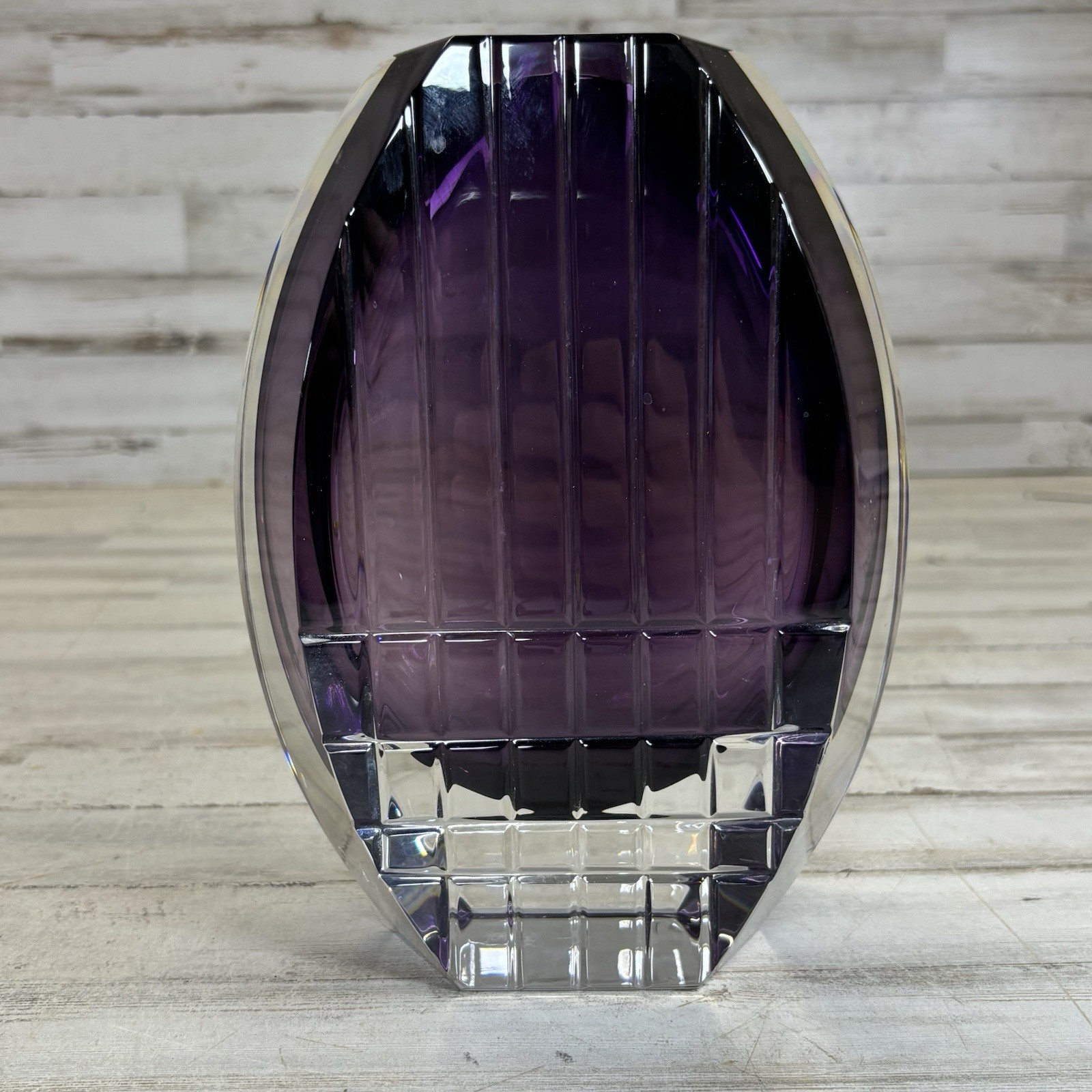 Baccarat Neptune Amethyst Crystal Vase Signed Purple Cut Art Glass France