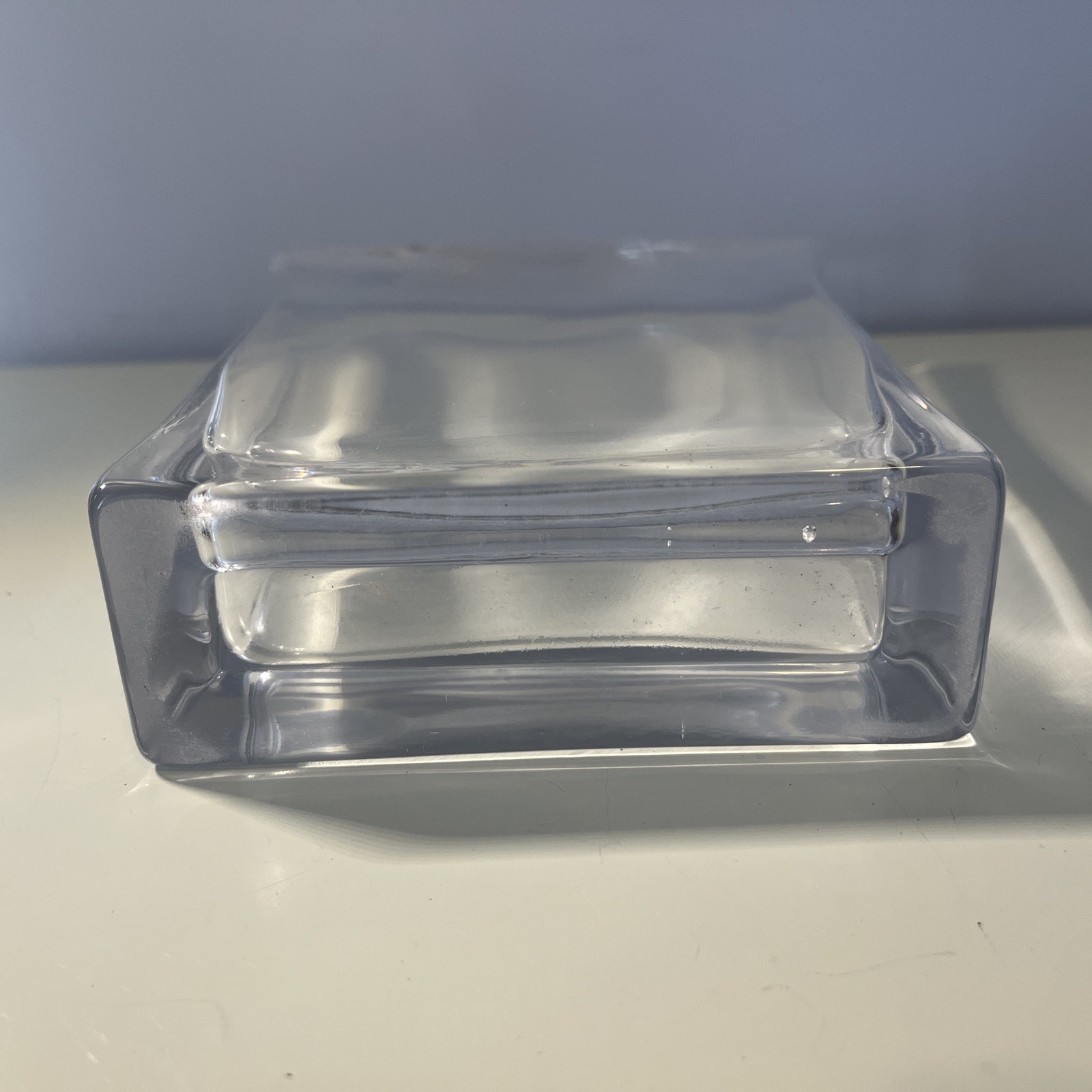 Clear Thick Glass Rectangle Flared Vase Home Decor Table Shelf Accent 9.8” X 7”