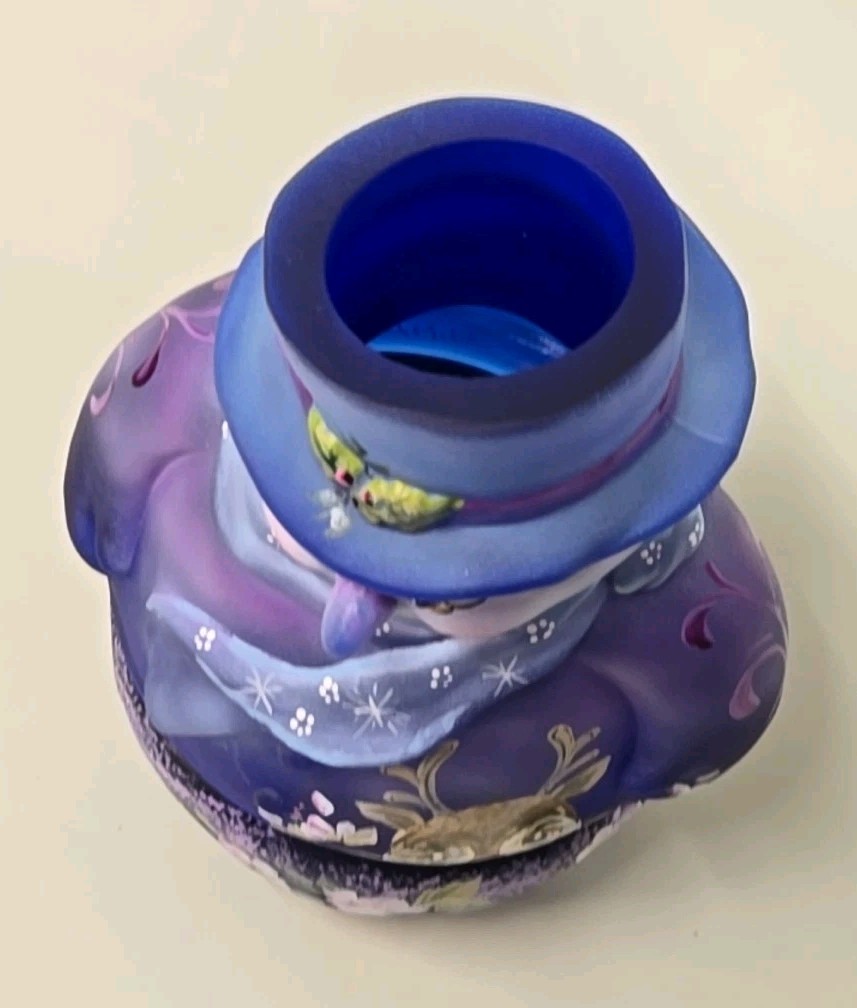 Fenton Glass Cobalt Blue Reindeer Christmas Snowman Fairy Light M. Kibbe 35/70