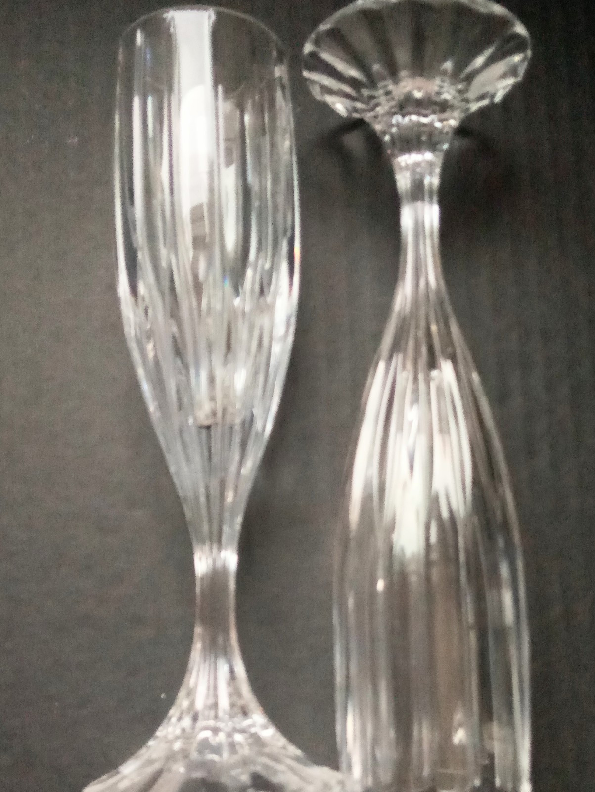Set 2 Mikasa Park Park Lane Crystal Champaign Flute Ribbed 475
