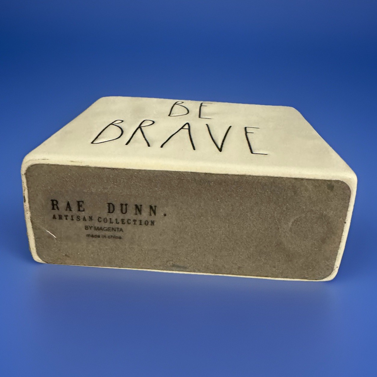Rae Dunn Artisan Collection by Magenta Ceramic Block•Paperweight “BE BRAVE”