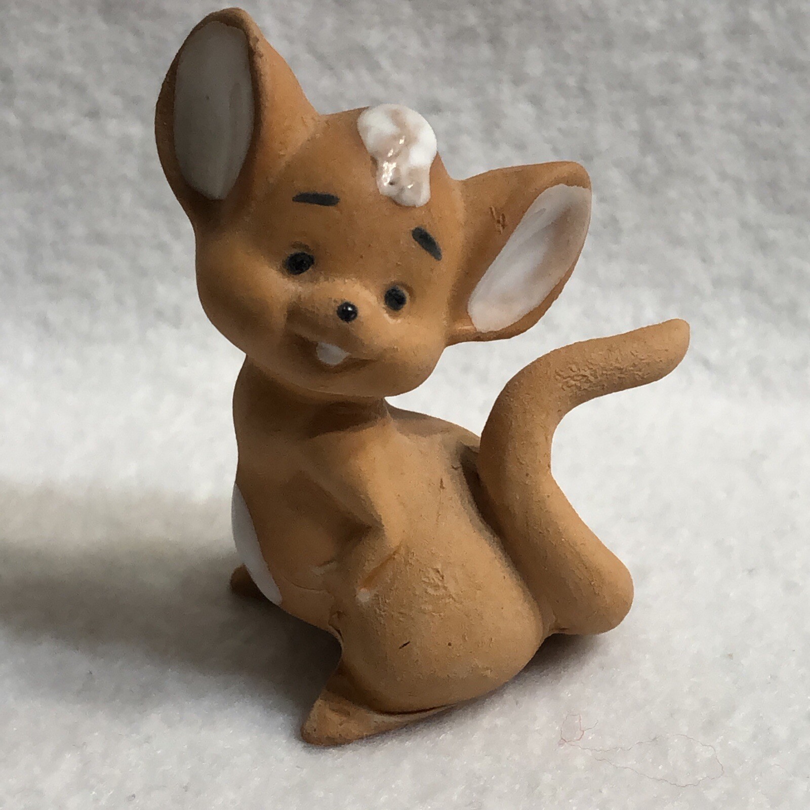 Terra Cotta Style Pottery Clay Mouse Figurine with Glazed Details Stamped “C”