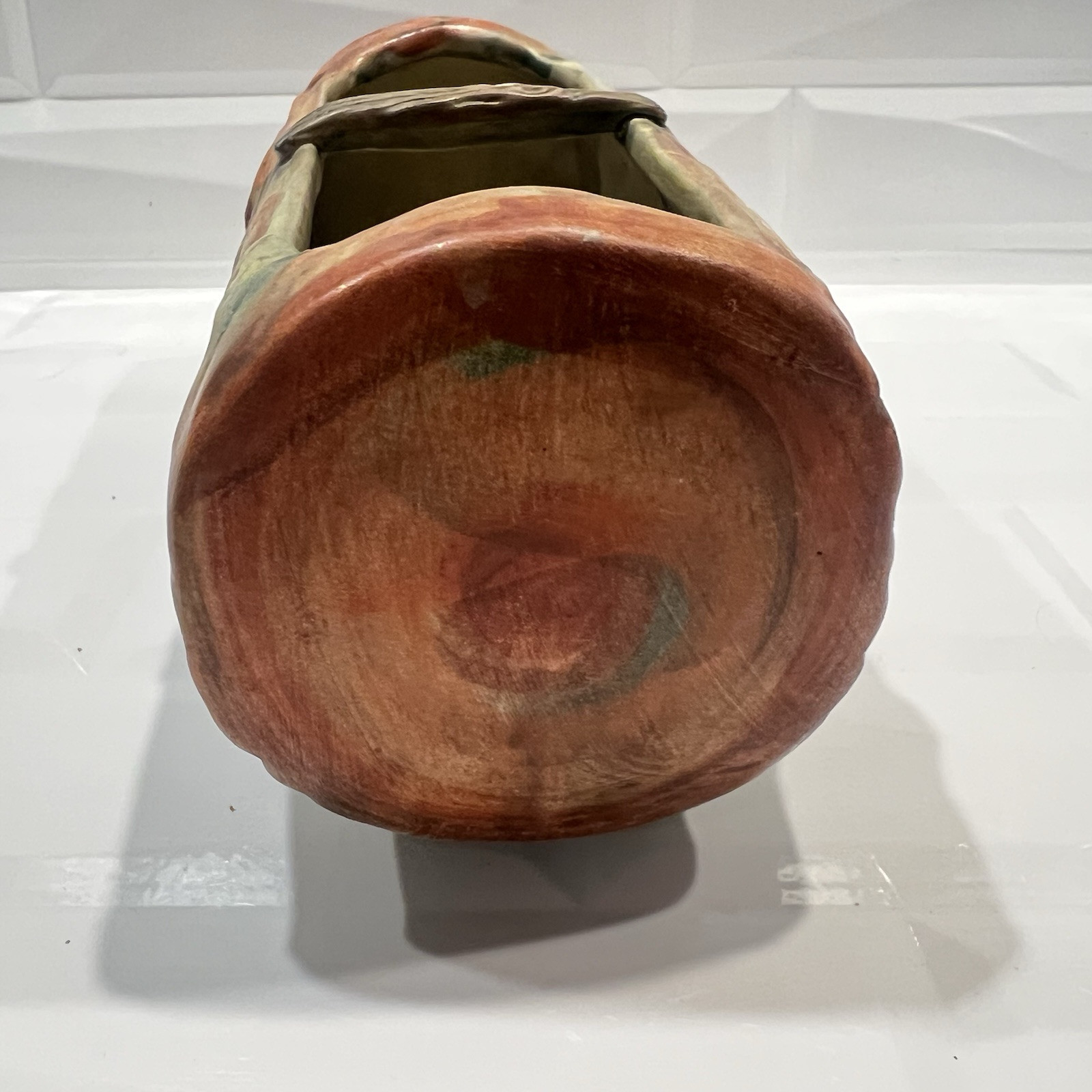 Weller Woodcraft Log Pottery Oak Leaf Log Shaped Ceramic Planter Centerpiece