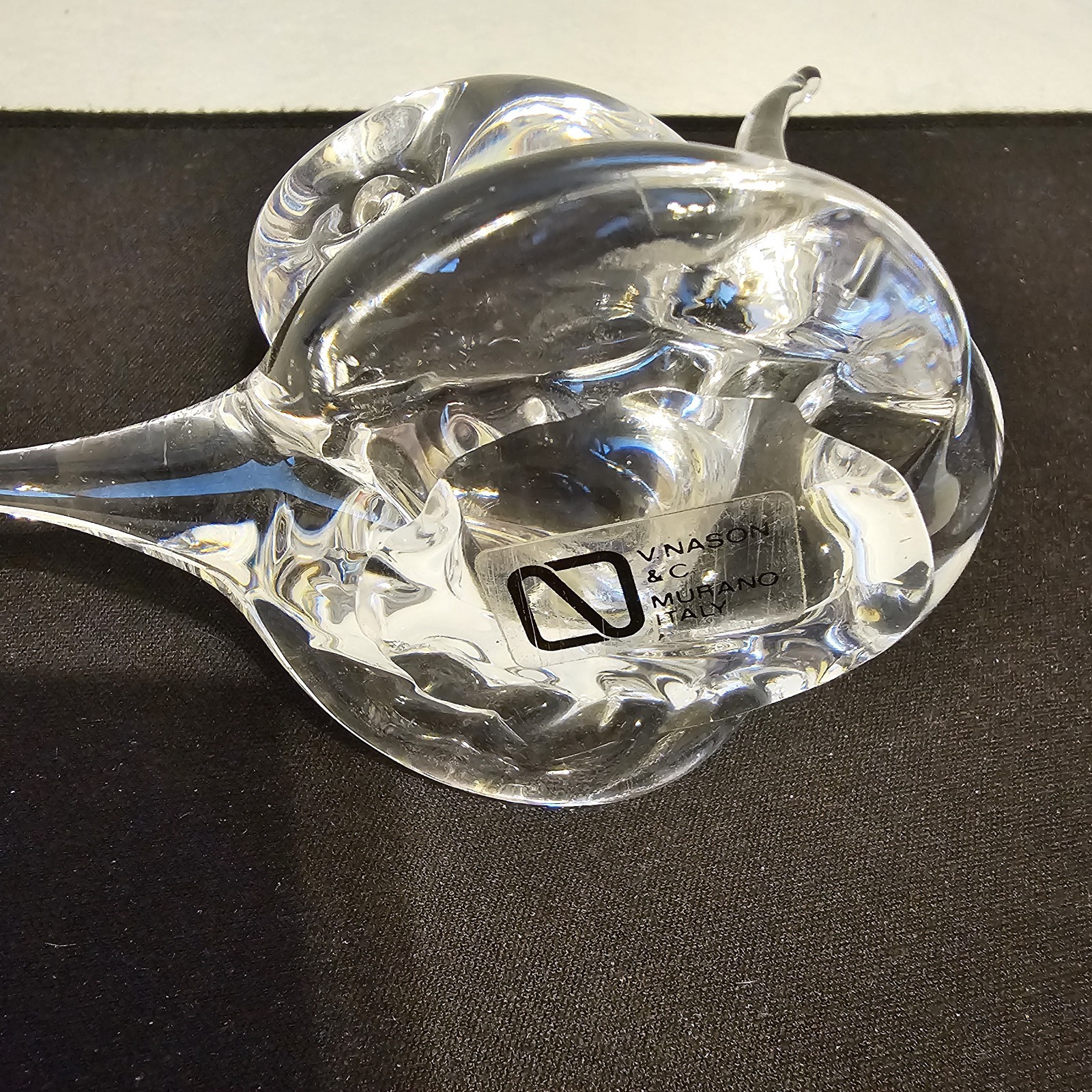 Murano Italy Glass Snail MCM V Nason And C Murano Sticker On Bottom 4×4.5×2.5in