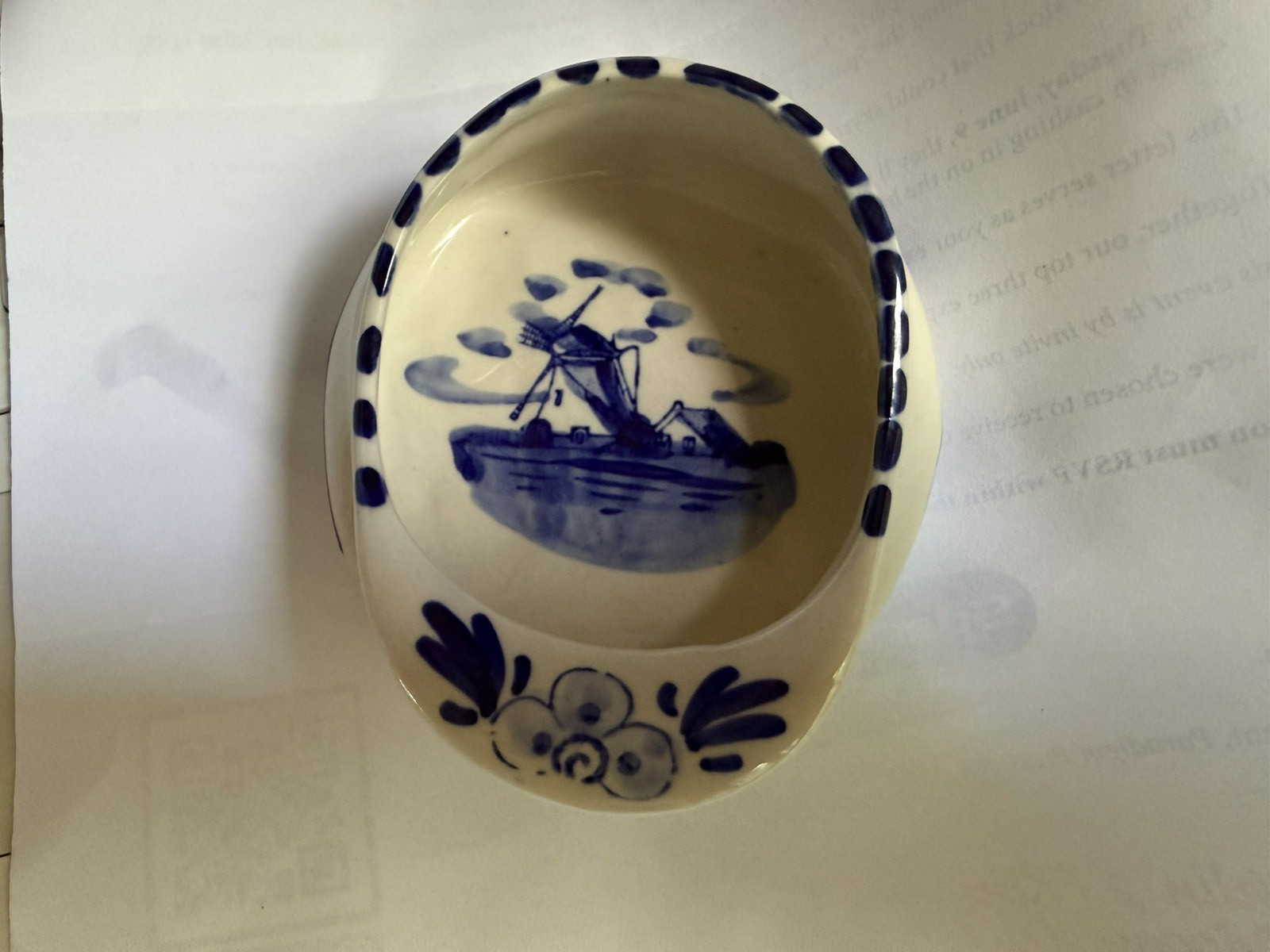 Vintage DELFT -DUTCH BOY HAT- TRINKET DISH, ASHTRAY, WINDMILL DESIGN- PREOWNED