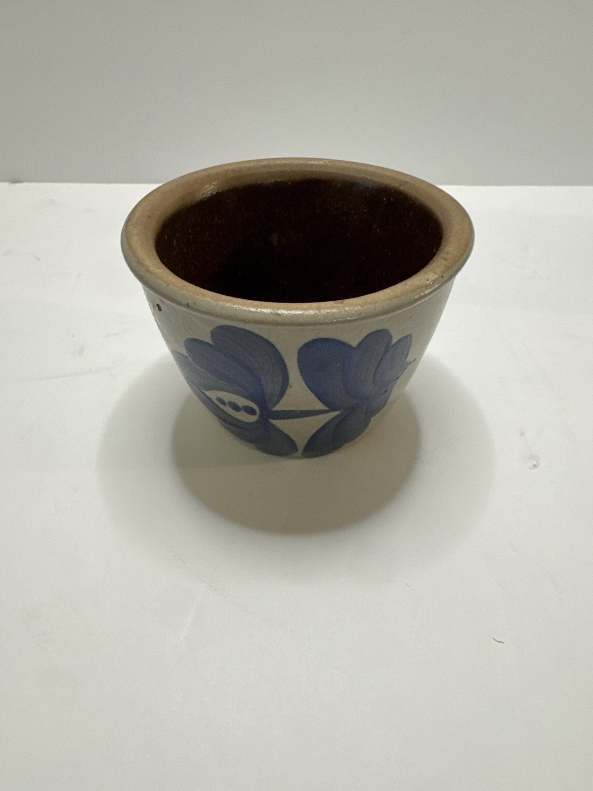 Vtg BBP Beaumont Brothers Miniature 2.75″ Salt Glaze Pottery Crock 1992 Flower