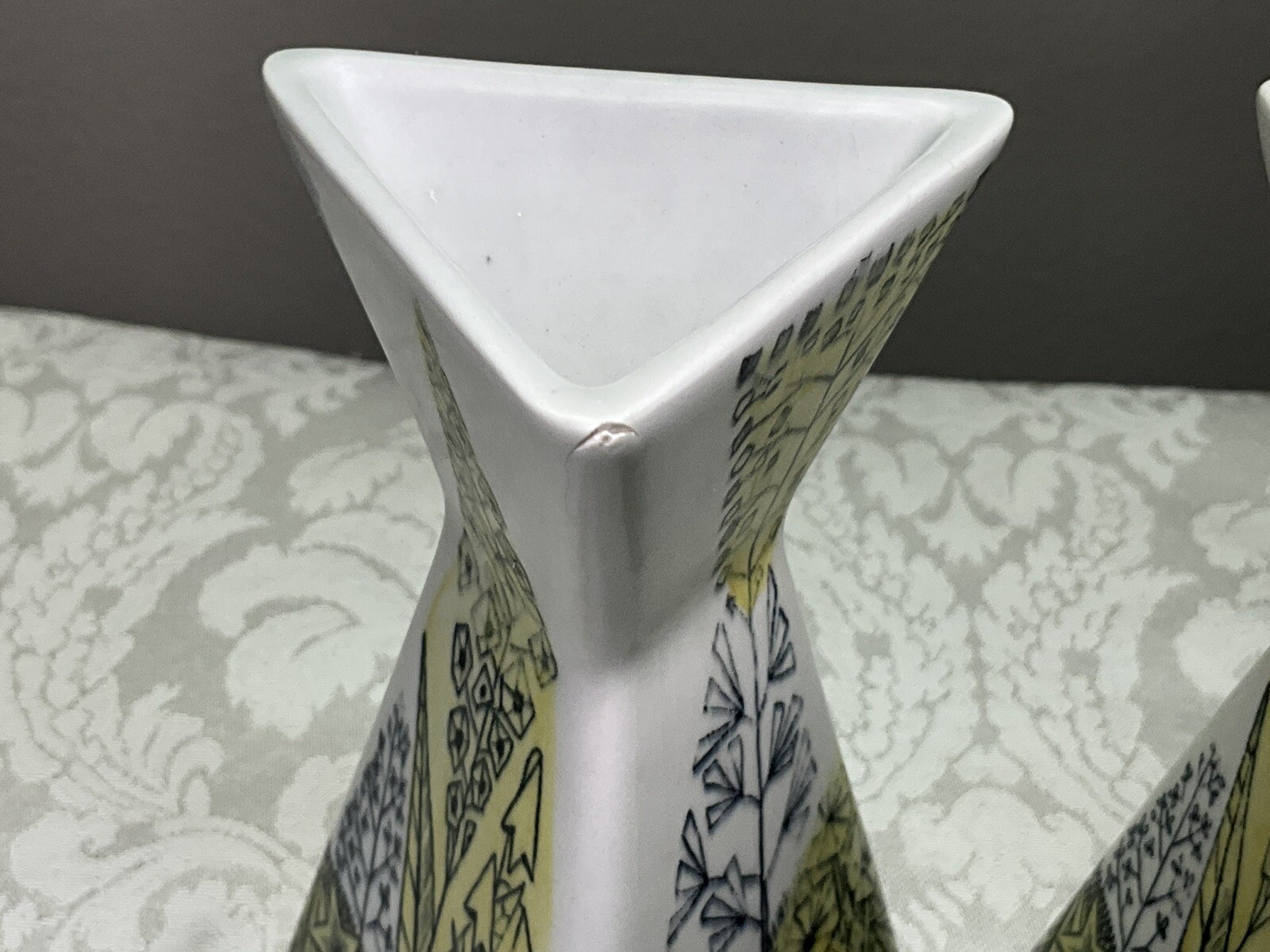 MCM Vintage “Triangla” vase by Rorstrand Sweden Design By Lars Thoren PAIR Read