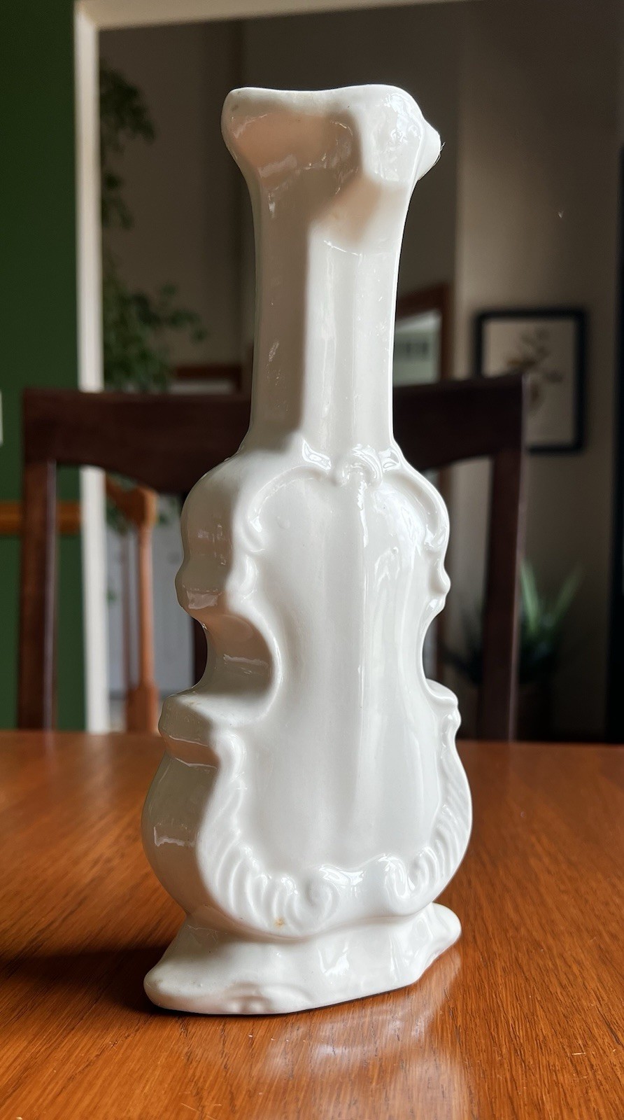 Cash Family Hand Painted Ceramic Violin Shaped Decorative Floral Vase, 1945