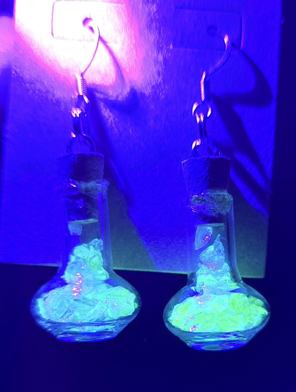 2 PAIR URANIUM GLASS EARRINGS