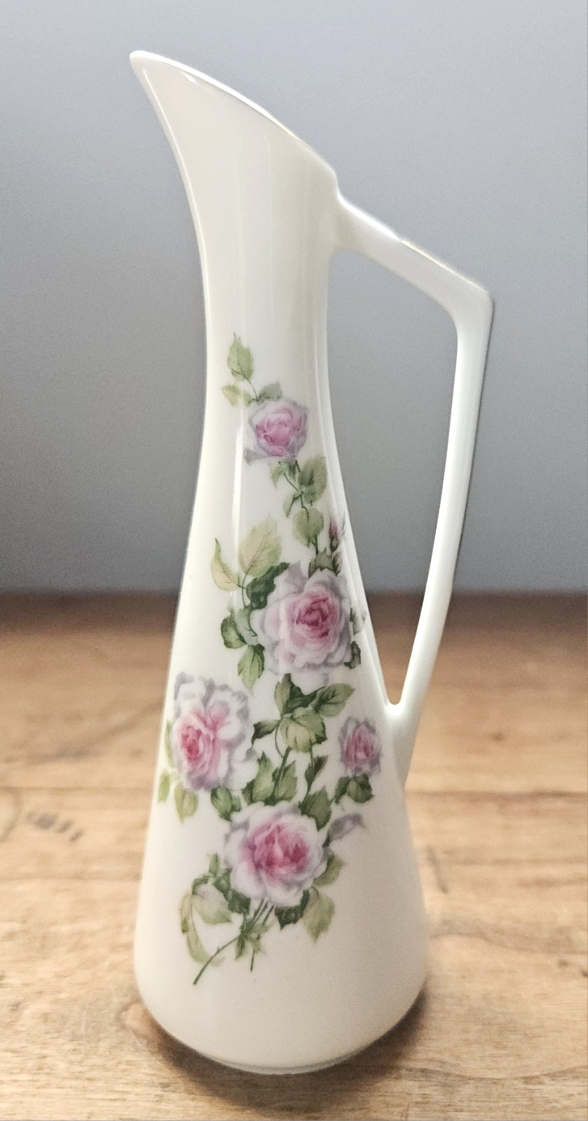 Viletta Fine China Porcelain Bud Vase Pitcher w Pink Roses Gold Roseburg, OR